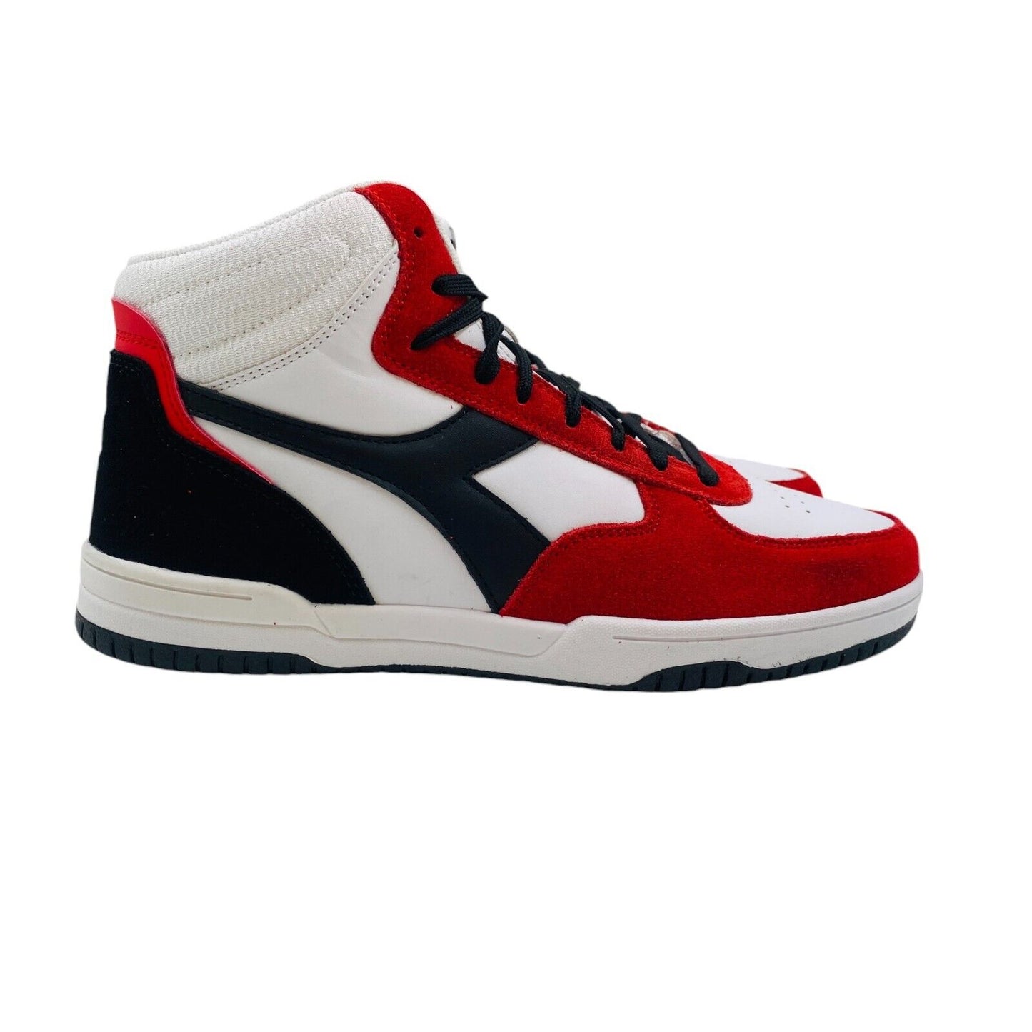 DIADORA Mens Red Black Suede Leather High Top Shoes Sneakers EUR 41 UK 7.5 US 8