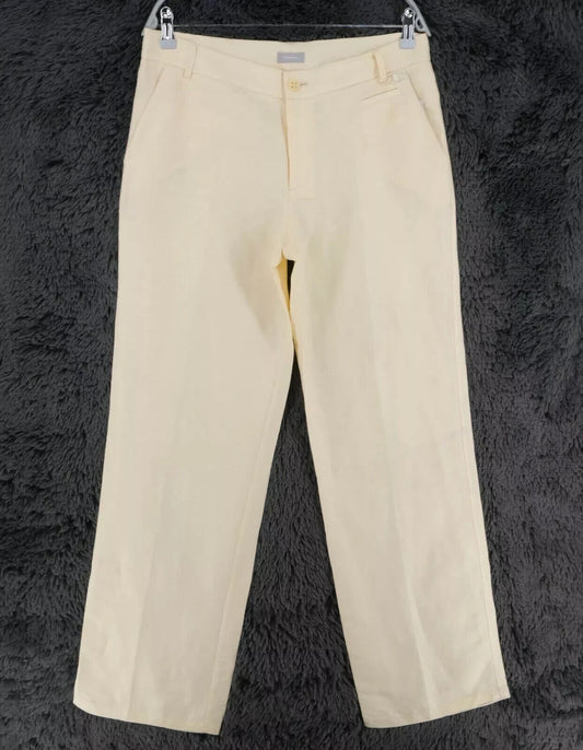 STEFANEL Beige Regular Wide Leg Fit Linen Blend Trousers Size EU 42 US 10 W33