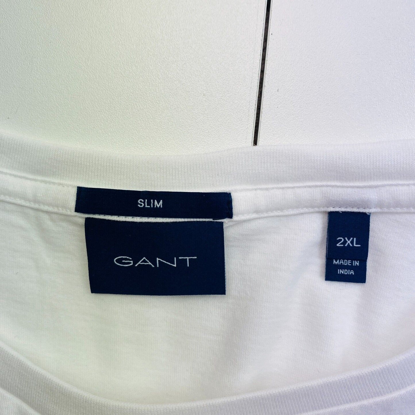 GANT Men White Original Slim Fit Crew Neck Short Sleeve T Shirt Size 2XL XXL