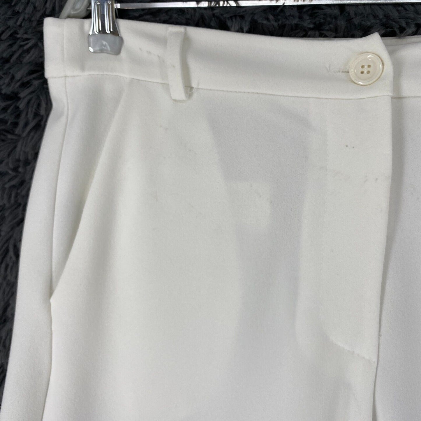 IMPERIAL Women White Relaxed Wide Leg Fit Dress Trousers Size L W30