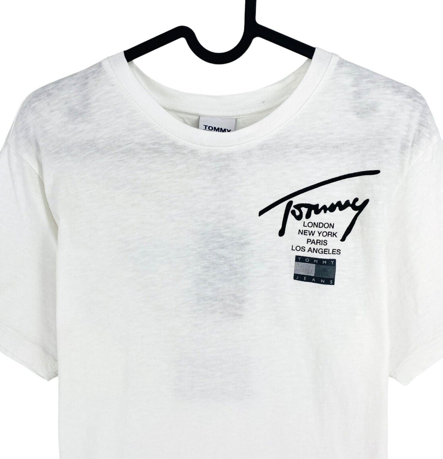 Tommy Hilfiger Women White Relaxed Modern Signatures Crew Neck T Shirt Size S