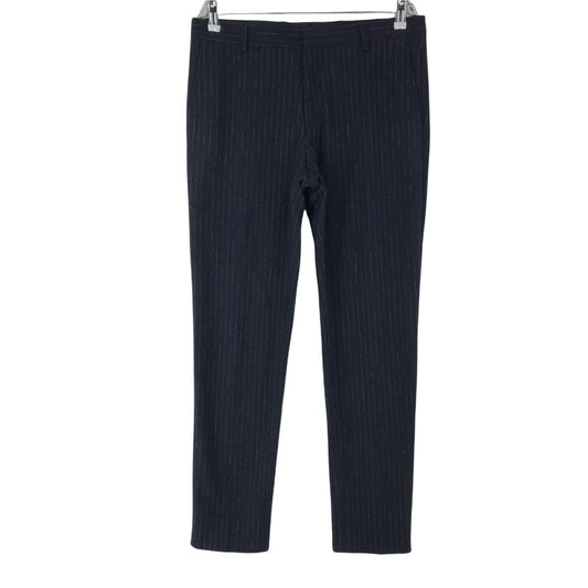 Tommy Hilfiger Navy Blue Slim Fit Wool Blend Striped Trousers Size 50 W35