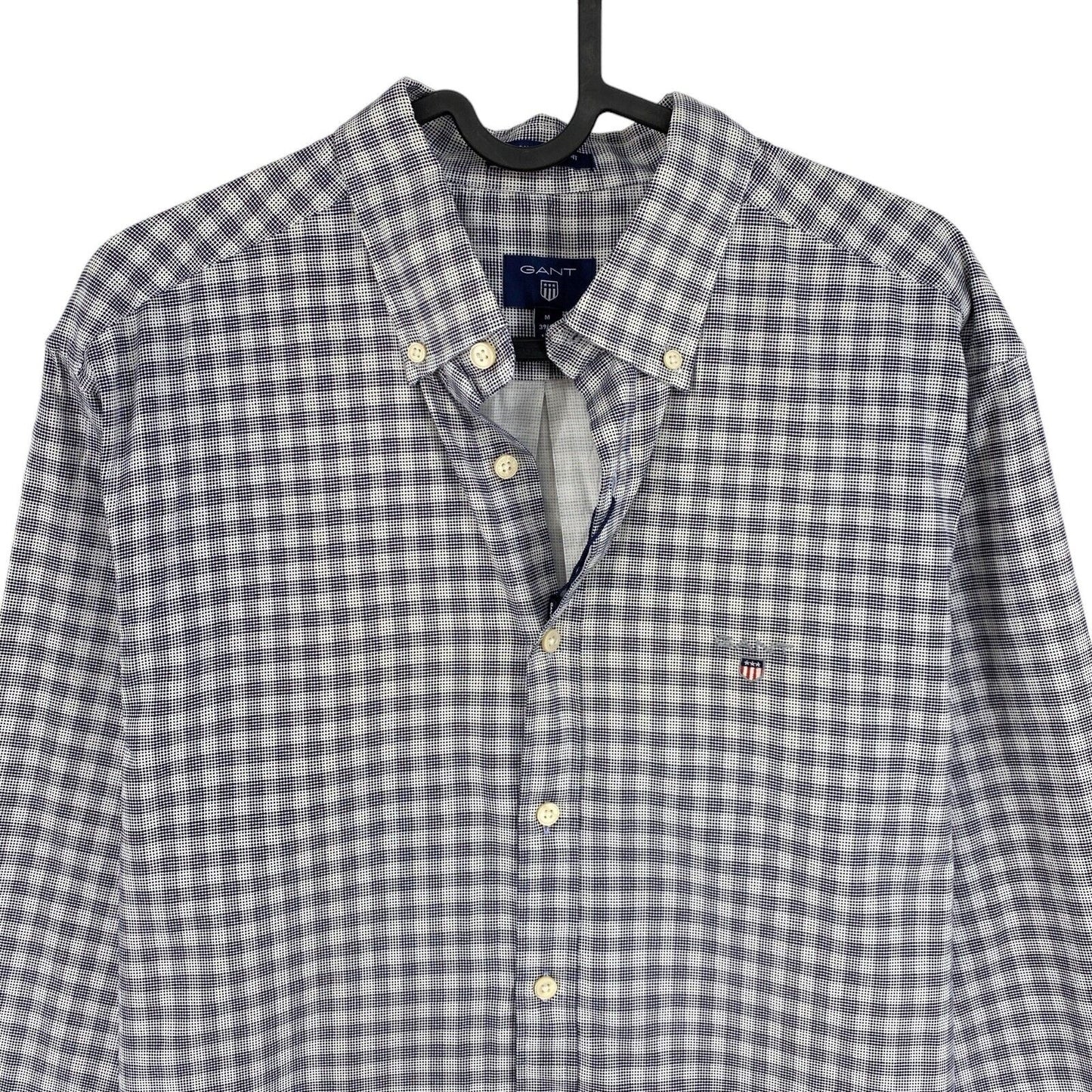 GANT White Gingham Dot Print Pro Regular Fit Shirt Size M 39/40 15.75