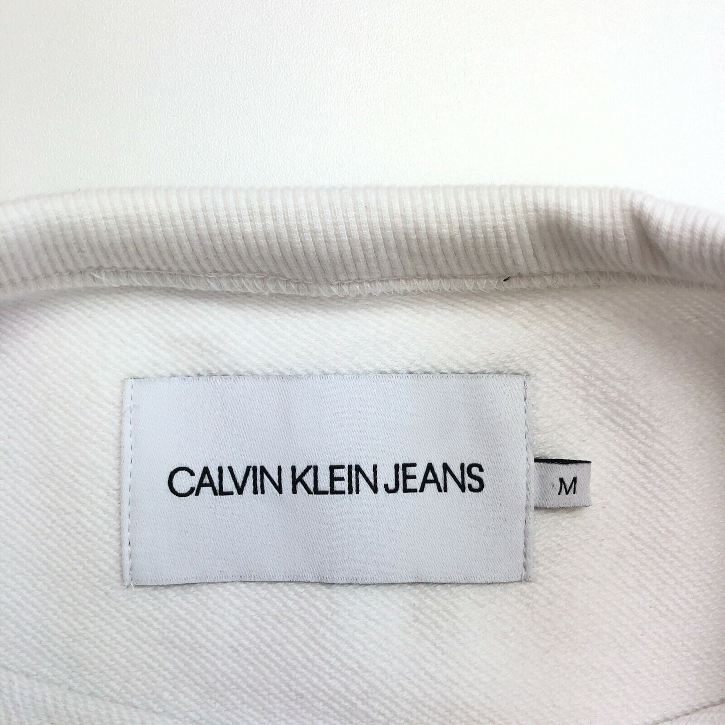 CALVIN KLEIN JEANS White Crew Neck Jumper Sweater Size M