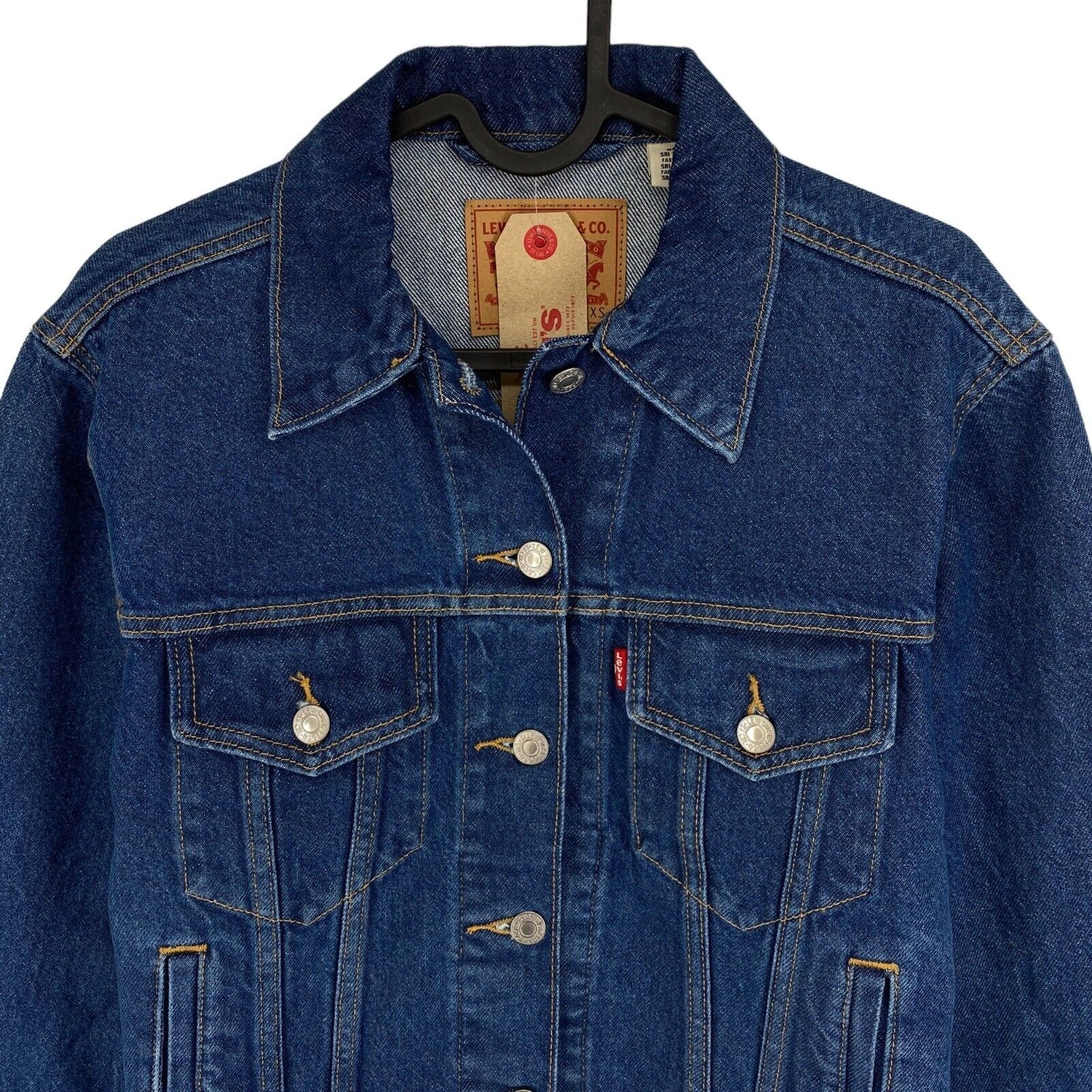 Levi`s Women Blue Denim Trucker Jacket Coat Size XS