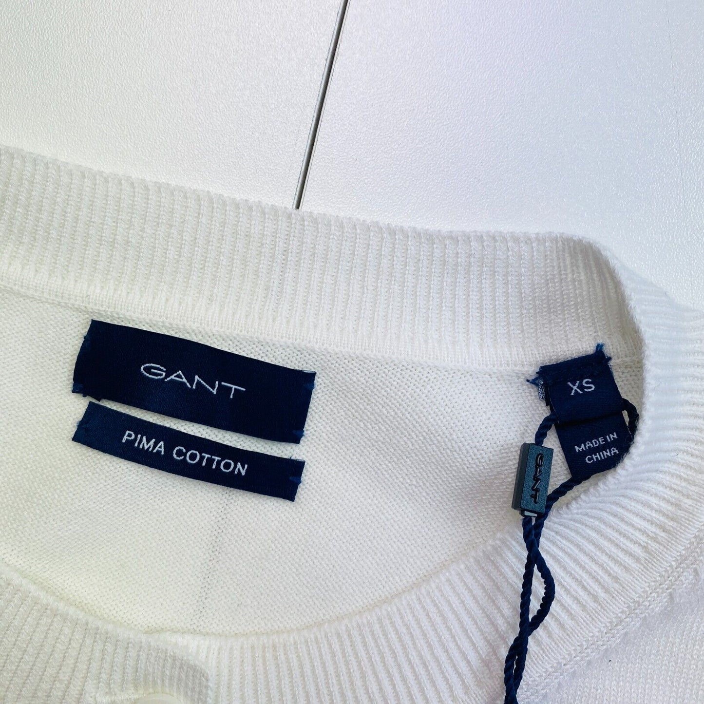 GANT White Light Cotton Crew Neck Cardigan Sweater Jumper Size XS