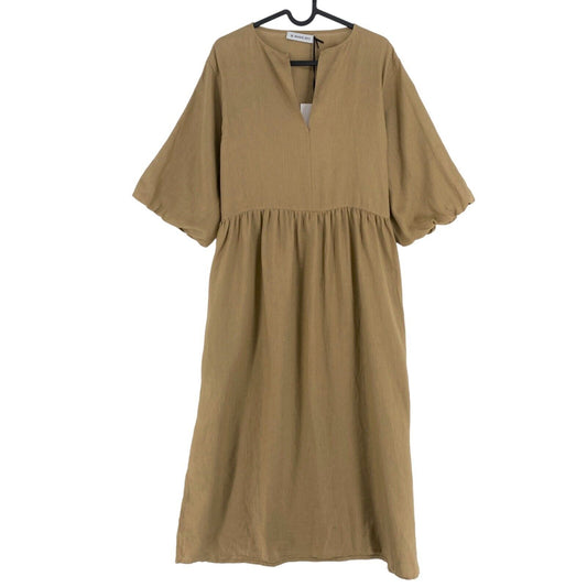 Manuel Ritz Brown 100% Linen Flared A Line Dress Size 38