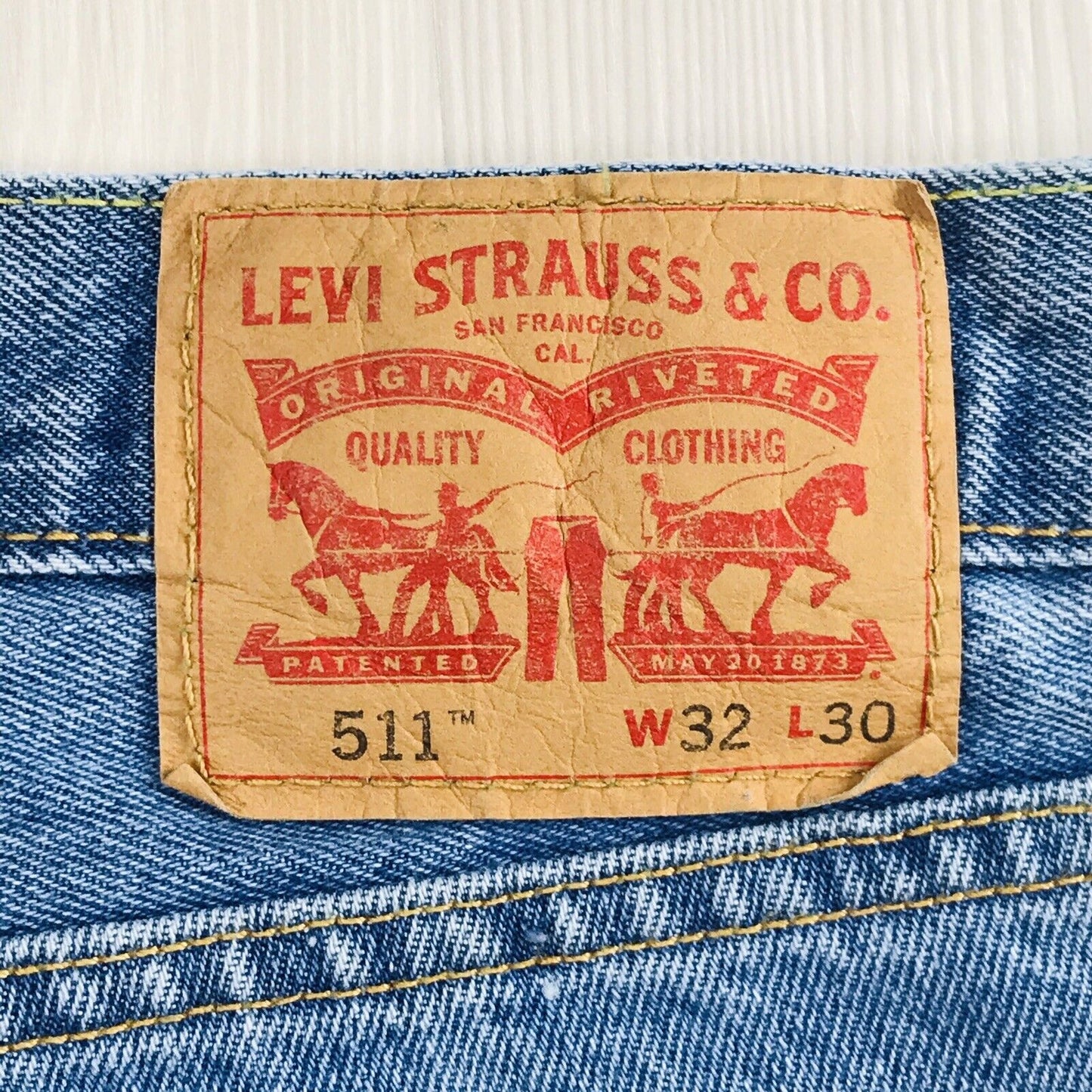 Levi's 511 Blue Slim Fit Ripped Jeans Size W32 L30