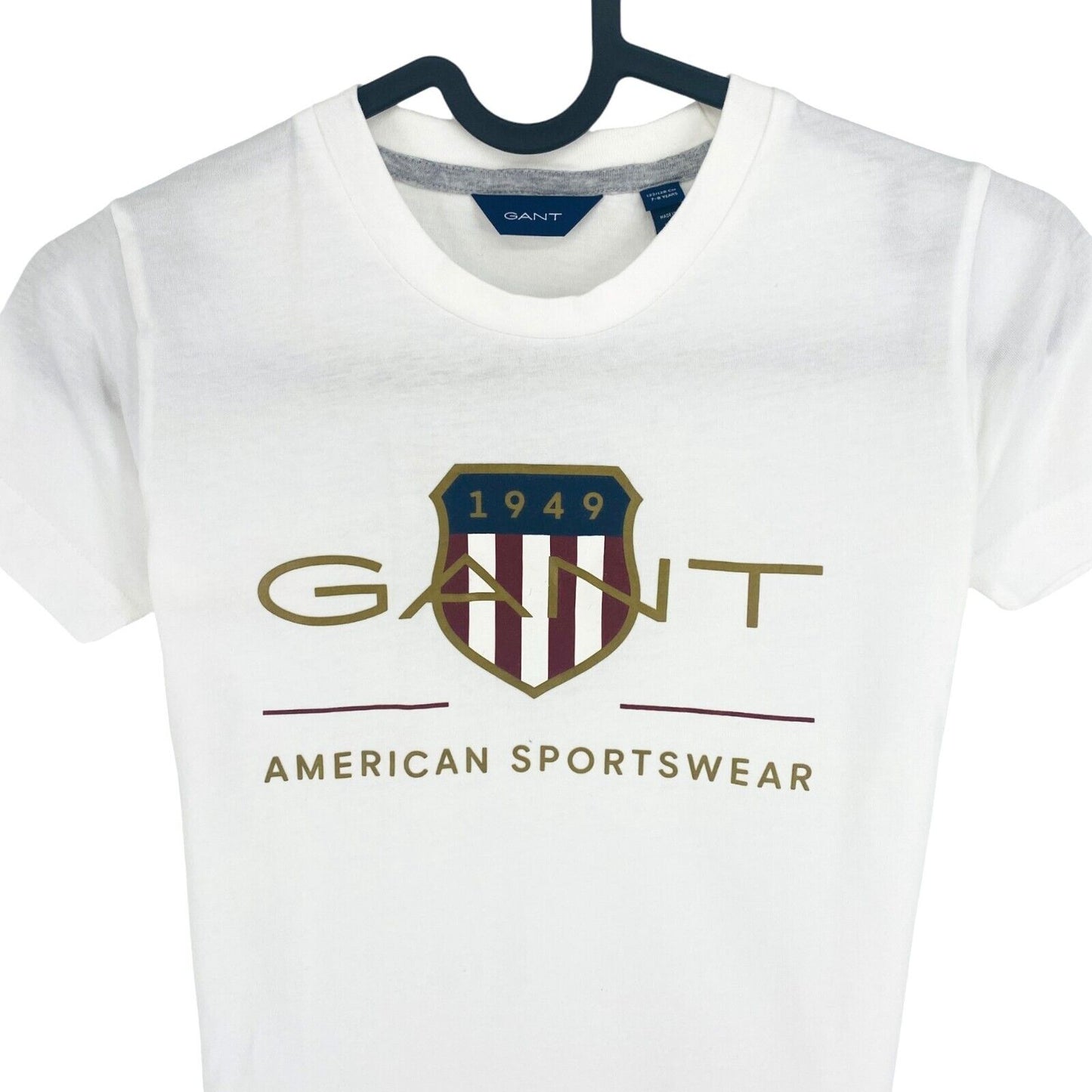 GANT Boys White Archive Shield Crew Neck T-Shirt Size 7-8 Years 122/128 cm