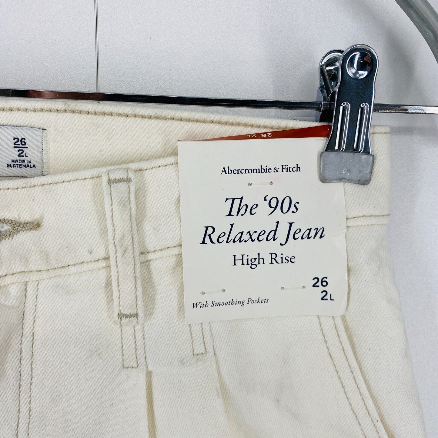 Abercrombie & Fitch Women Beige High Rise 90's Relaxed Fit Jeans Size W27