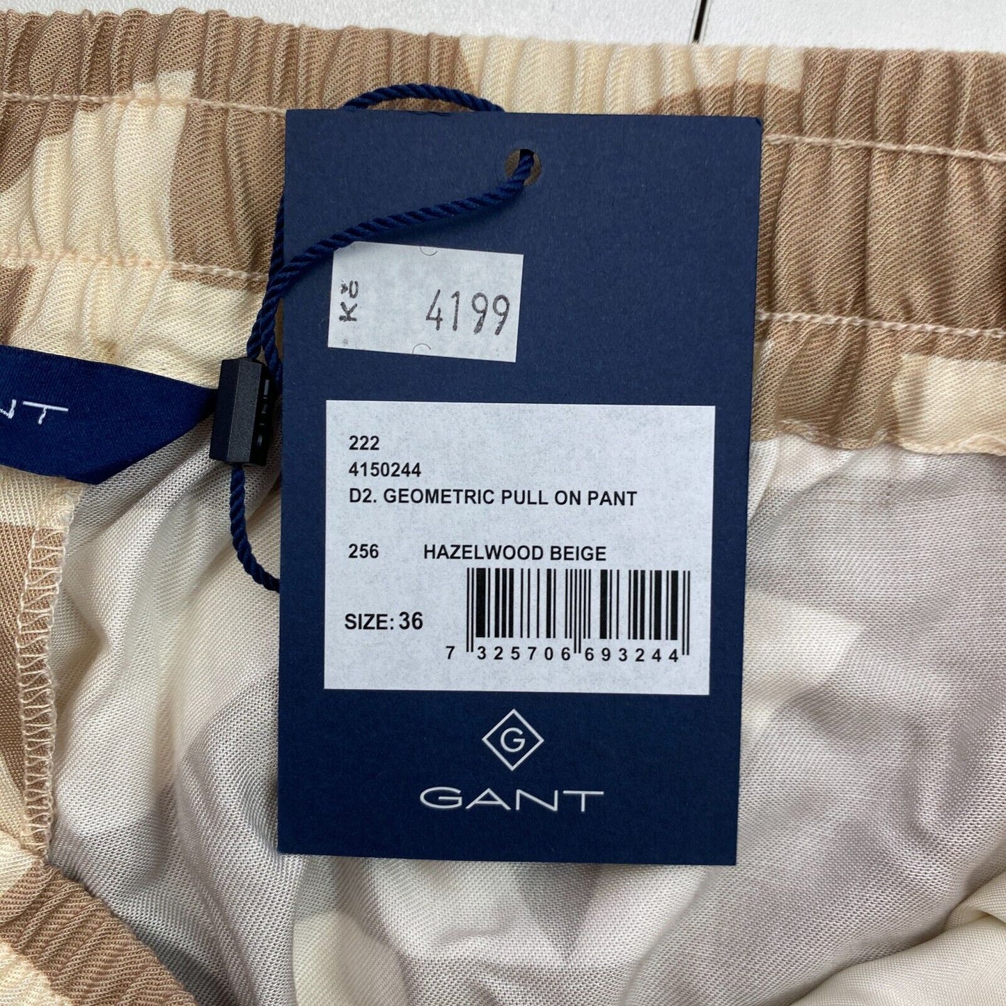 GANT Braune Schlupfhose mit geometrischem Aufdruck, Größe EU 36 UK 8 US 6