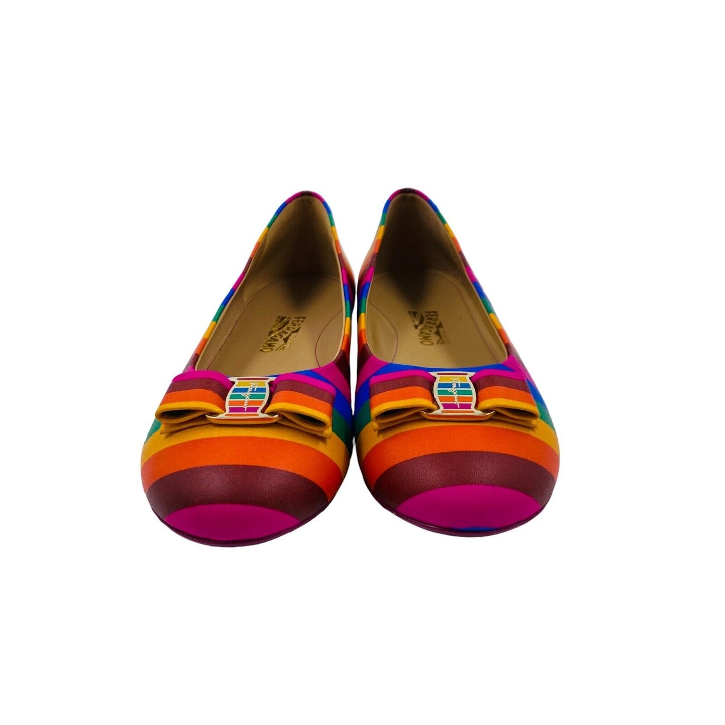 Salvatore Ferragamo Girls Colored Rainbow Min Flat Shoes Size EU 27 UK 9.5