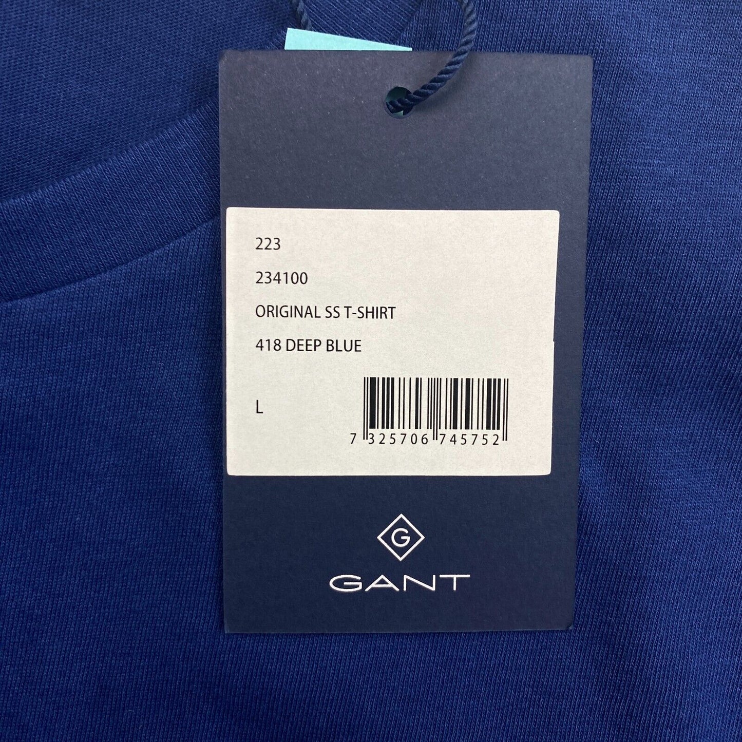 GANT Men Dark Blue Original Crew Neck Short Sleeve T Shirt Size L