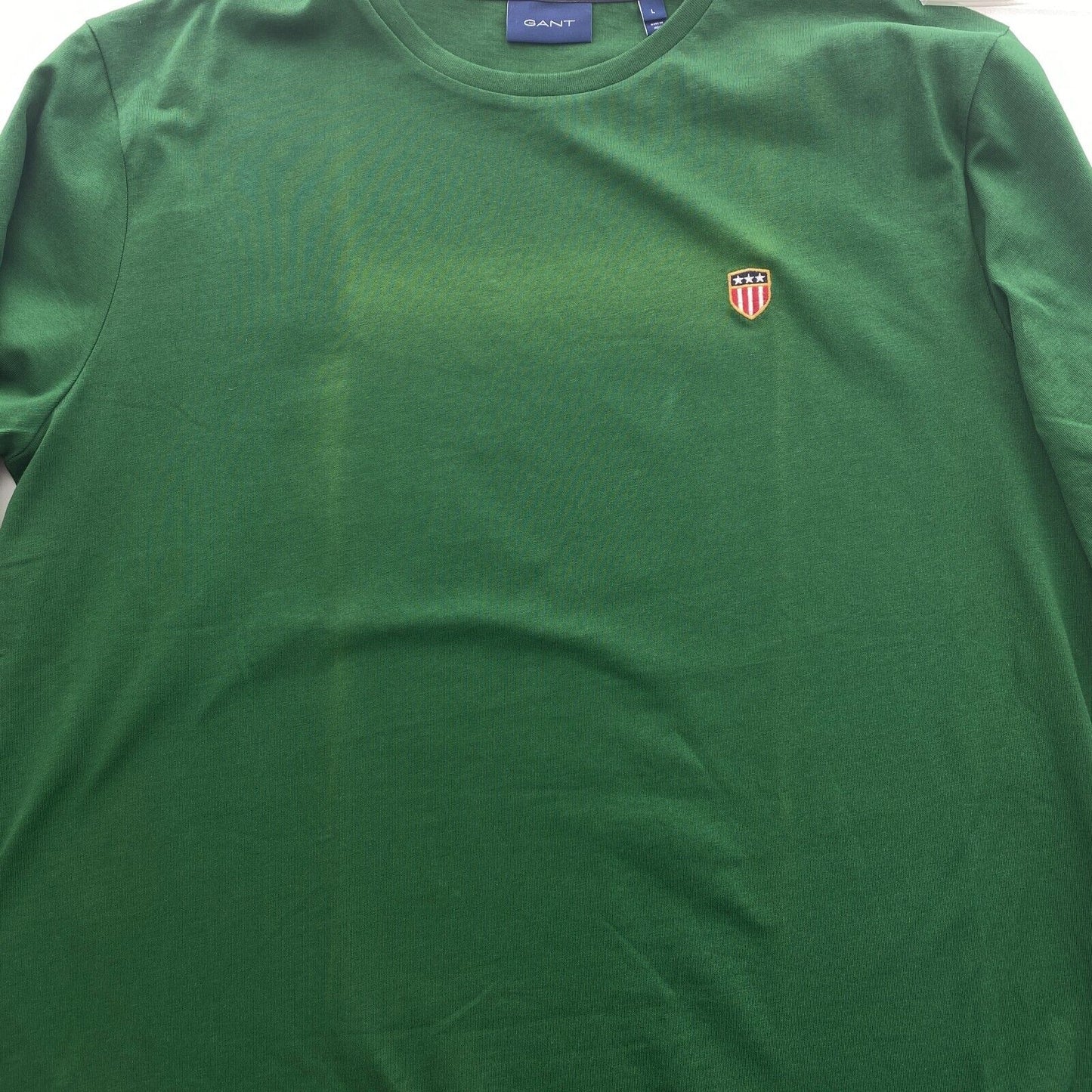 GANT Men Dark Green Shield Crew Neck Long Sleeves T Shirt Size L