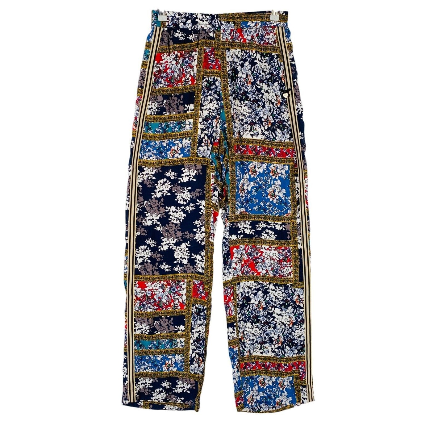 LYNNE Women Dark Blue Colorful Floral Relaxed Fit Sweatpants Trousers EUR 38