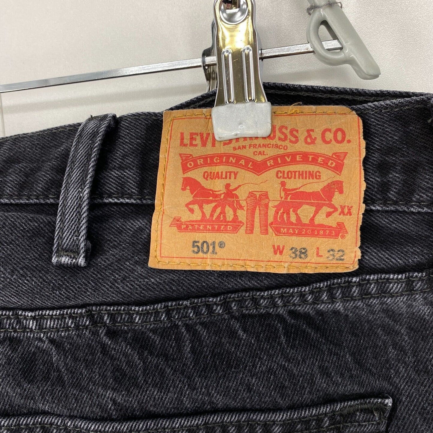 Levi's 501 Dark Grey Original Regular Straight Fit Jeans W38 L32