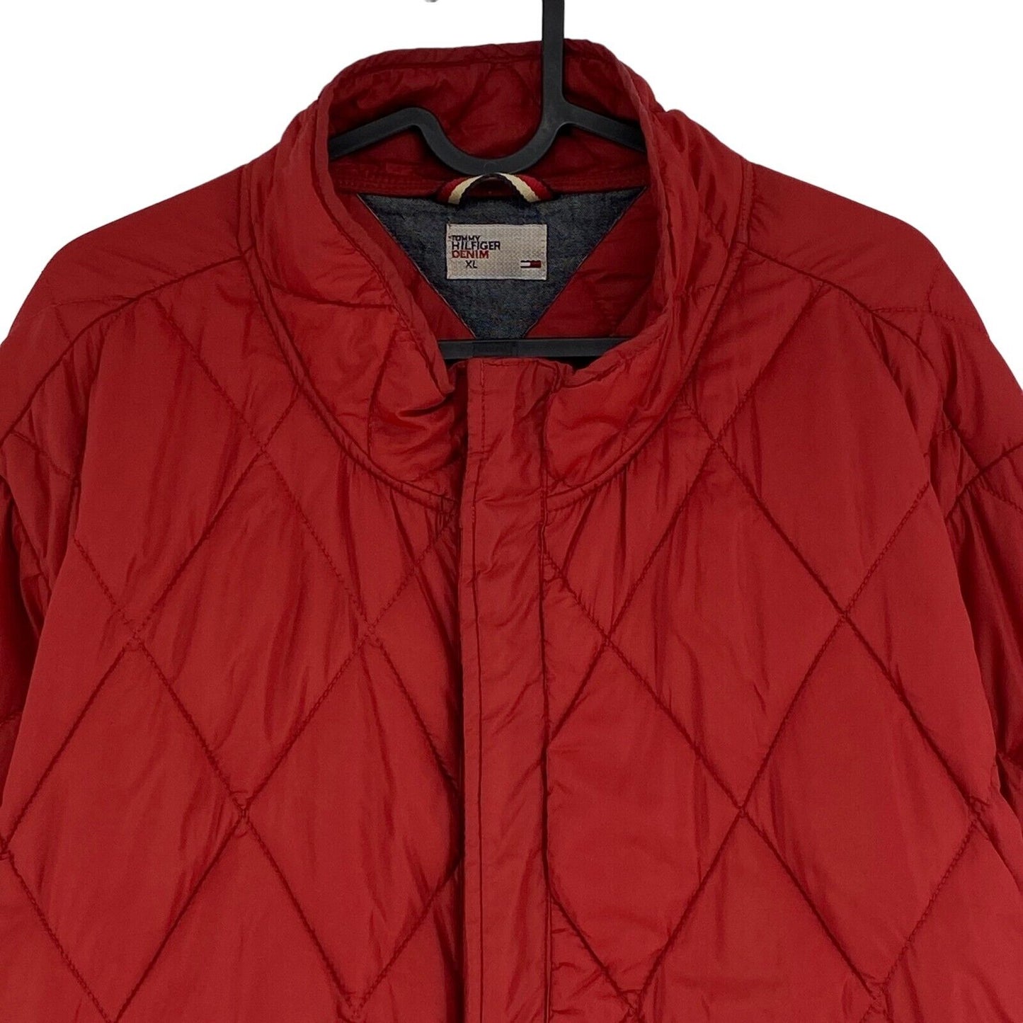 TOMMY HILFIGER DENIM Red Quilted Jacket Coat Size XL