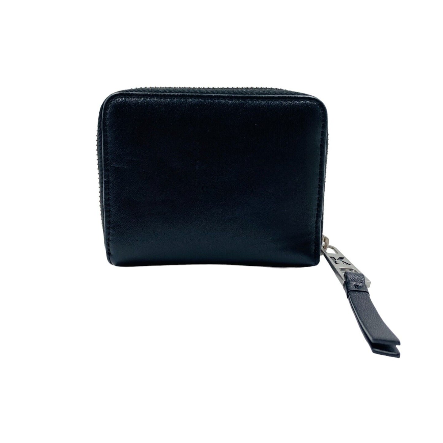 Karl Lagerfeld Black Women Zip Around Lamb Leather Wallet