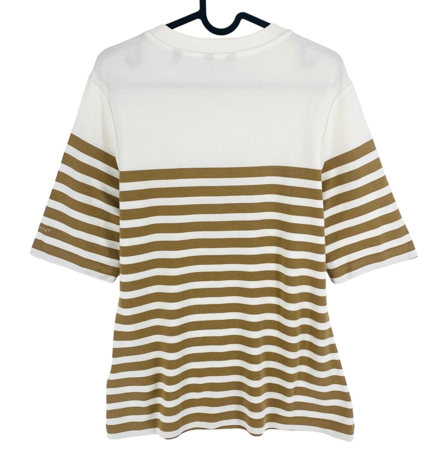 GANT Women White Striped Crew Neck T Shirt Size L