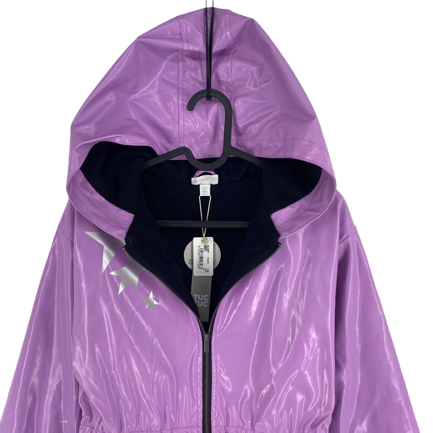 TUC TUC Girls Light Purple Hooded Rain Coat Jacket Size 16 Years