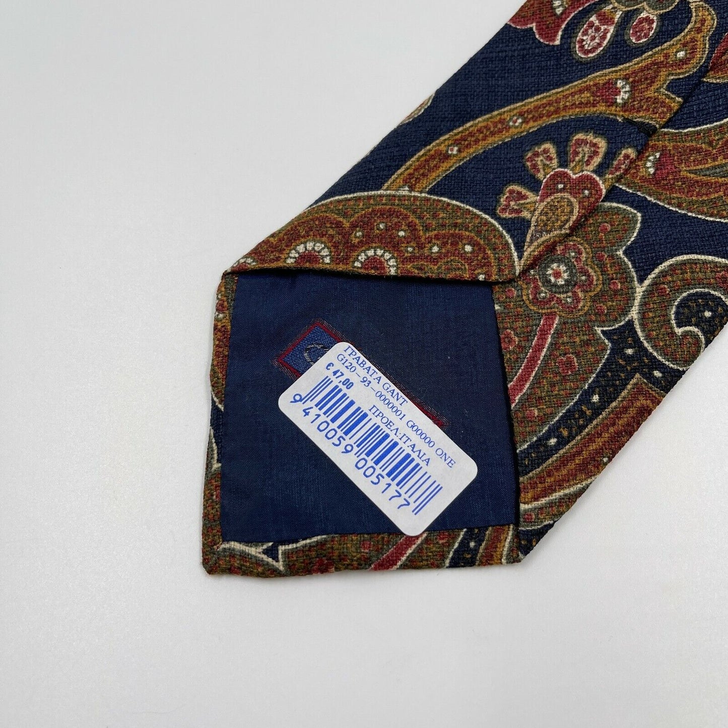 Vintage GANT Blue Brown Ornament 100% Silk Tie