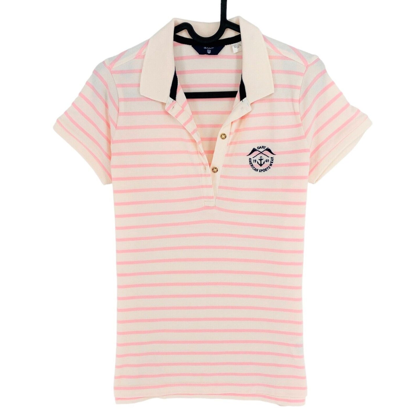 GANT Pink Striped Pique Polo Shirt Size S