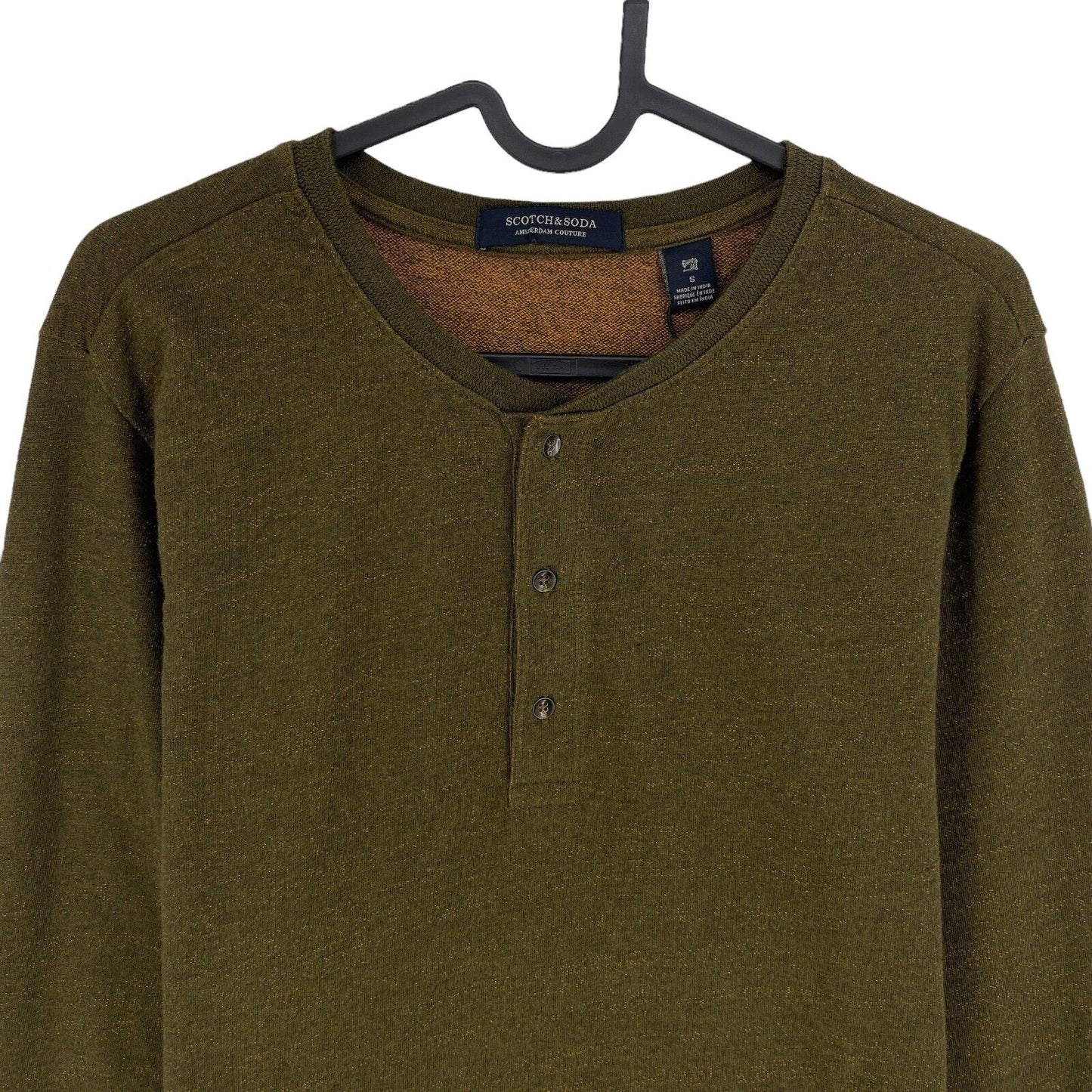 SCOTCH & SODA Dark Green 100% Cotton Henley Neck Sweater Pullover Size S