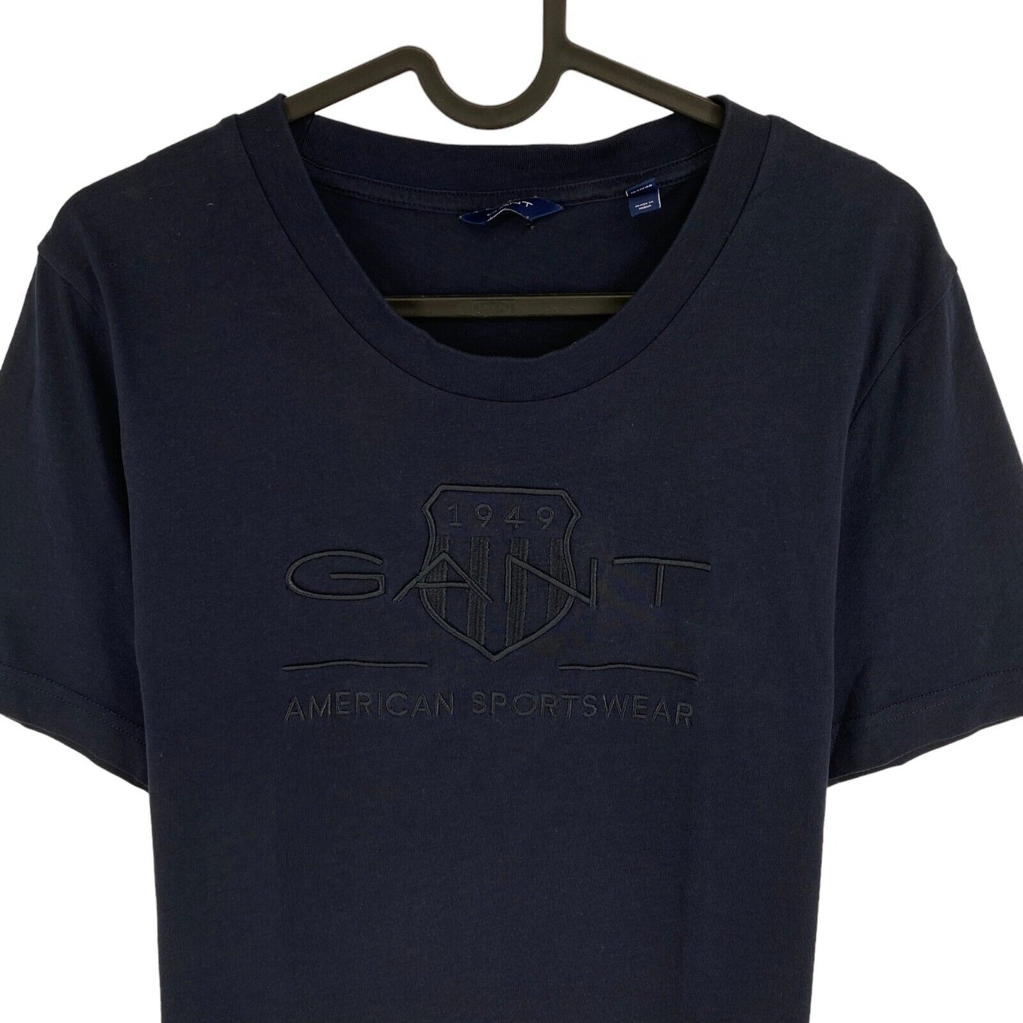 GANT Women Navy Blue Tonal Archive Shield Crew Neck Short Sleeve T Shirt Size L