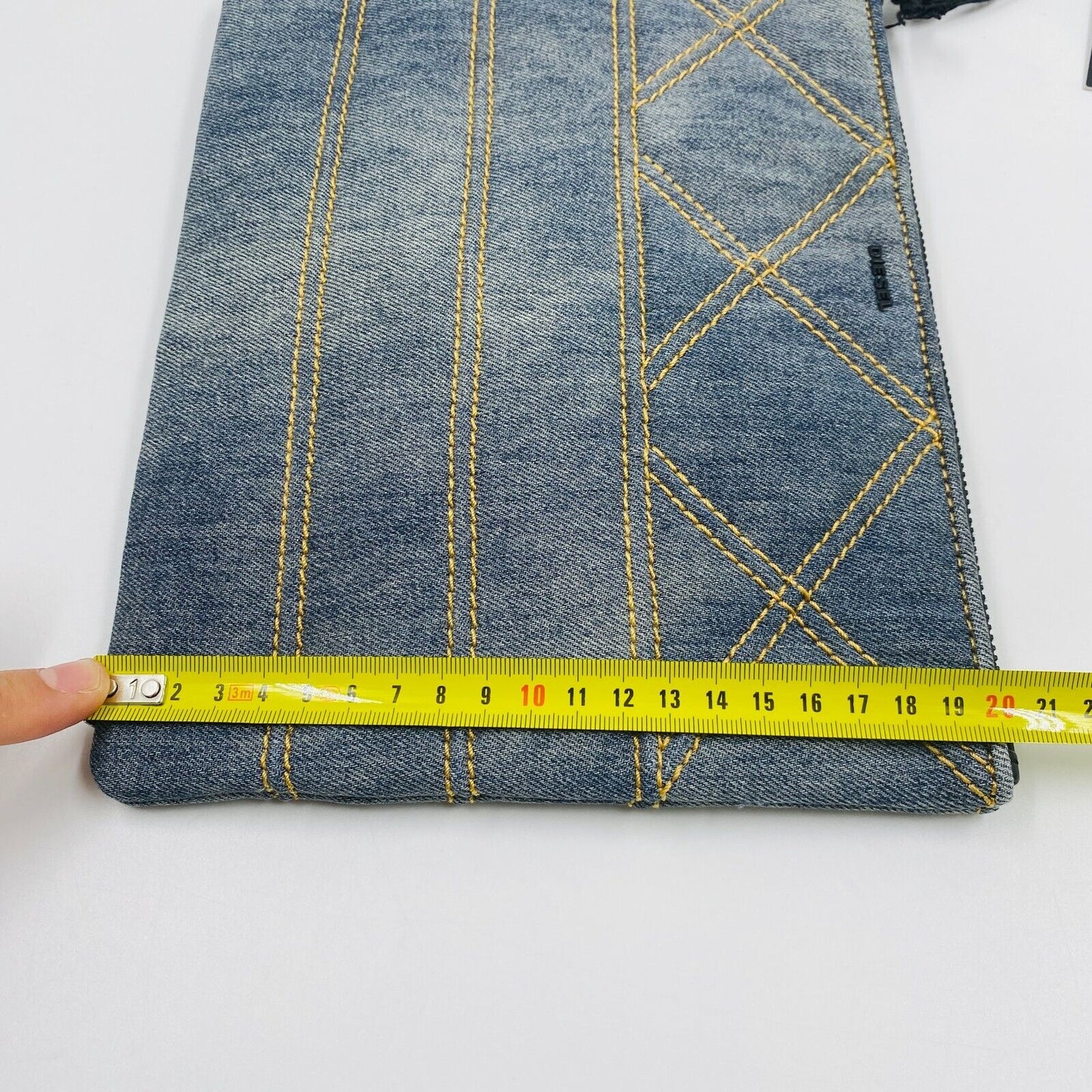 DIESEL Blue Cotton Denim Jeans Tablet Documents Case Bag