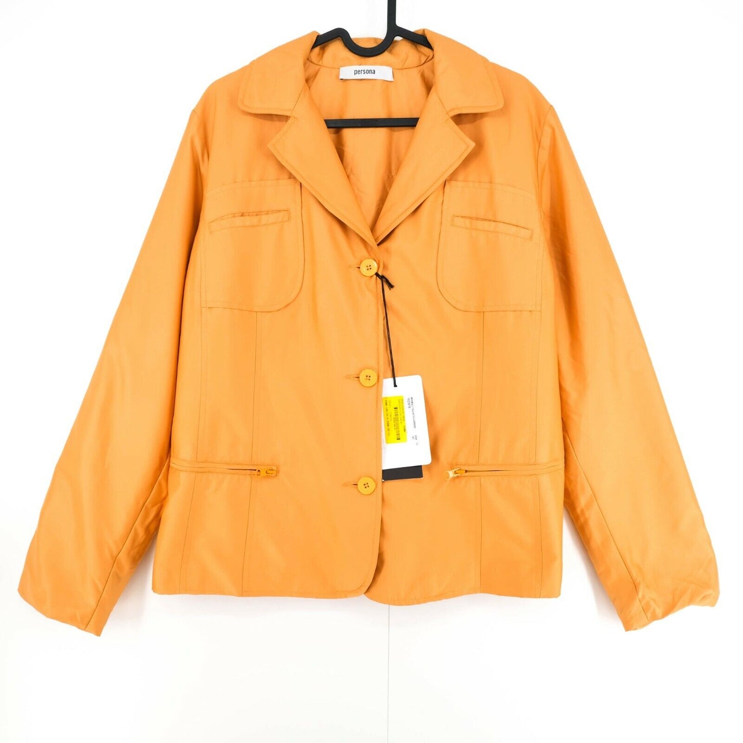 RRP €165 PERSONA Orange Short Rain Coat Jacket Size EUR 38 UK 10 US 8