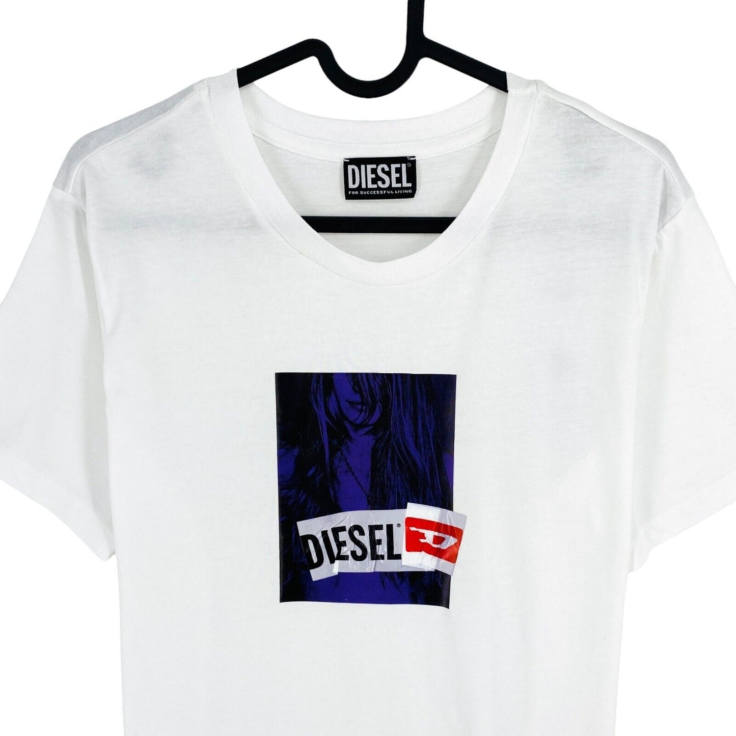 DIESEL Women White T_SILY_B3 Crew Neck SS T Shirt Size L