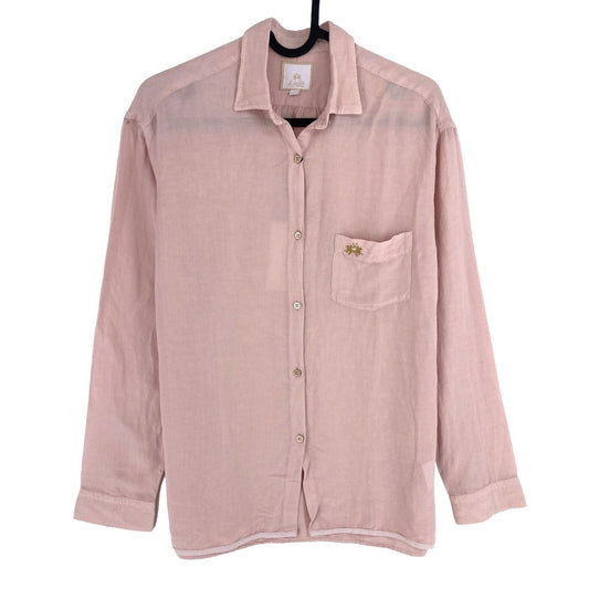 LA MARTINA Women Pink Viscose Linen Long Sleeves Shirt Size 1 / XS