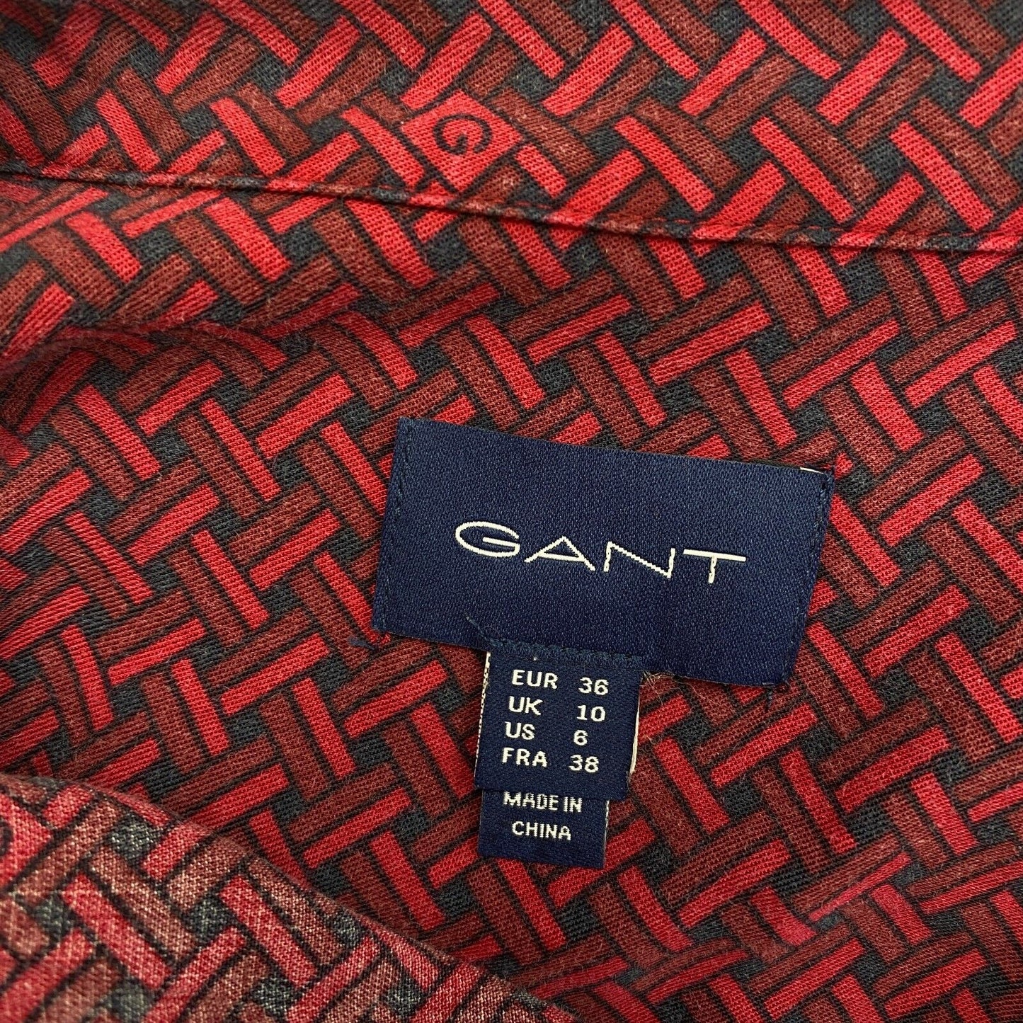 GANT Rotes geometrisches A-Linien-Hemdkleid, Größe EU 36 UK 10 US 6