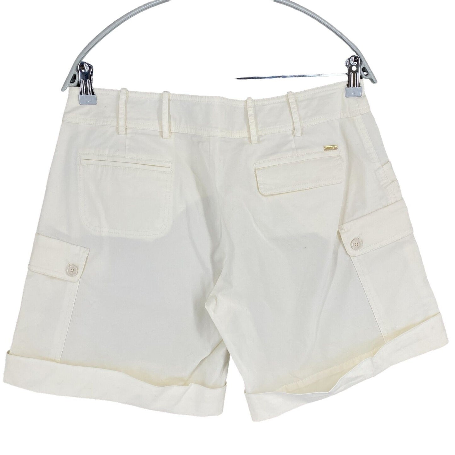 LIU JO White Cotton Blend Straight Fit Cargo Shorts IT 46 UK 14 US 12