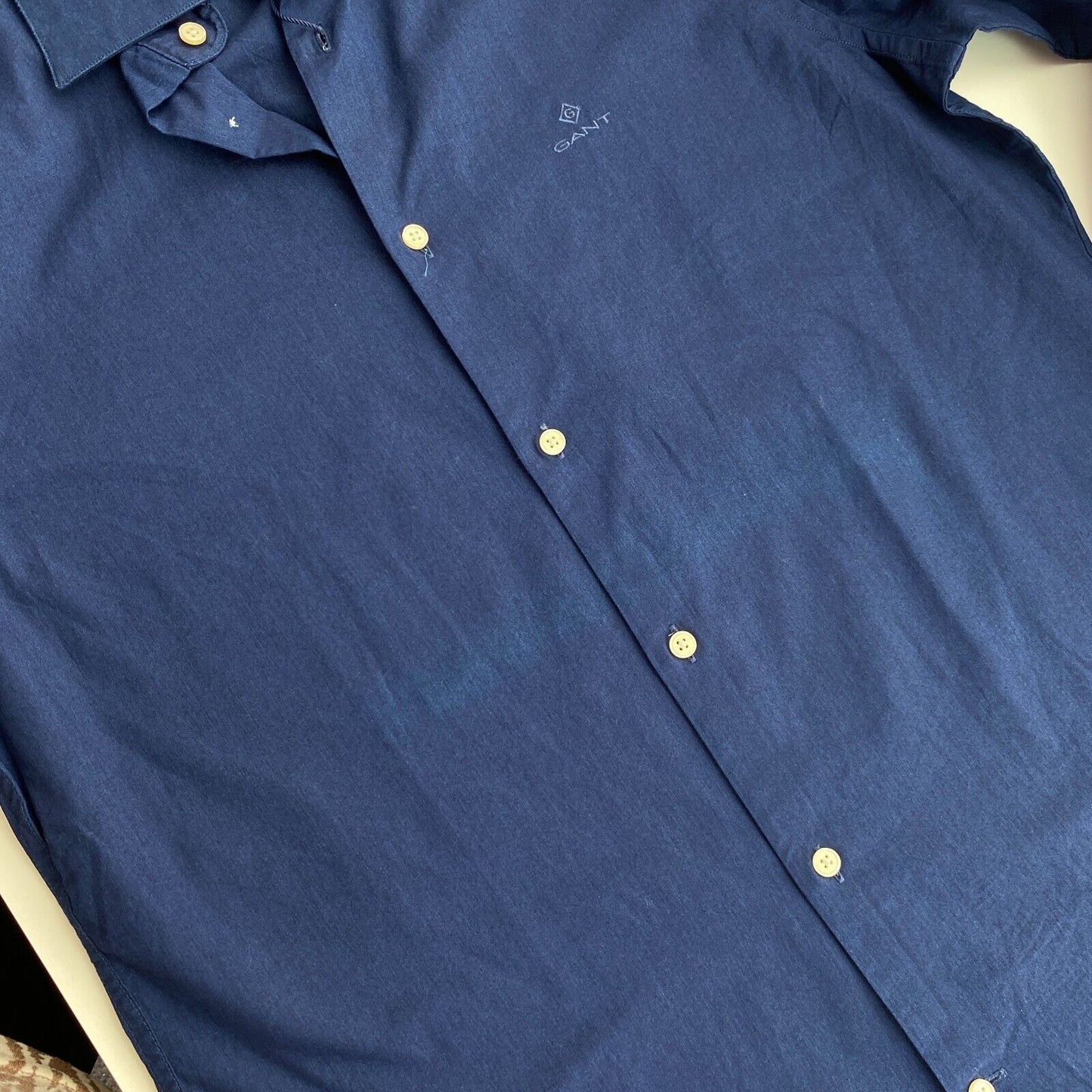 GANT Marineblau Tech Prep Indigo Solid Slim Fit Hemd Größe L 41/42 16,5