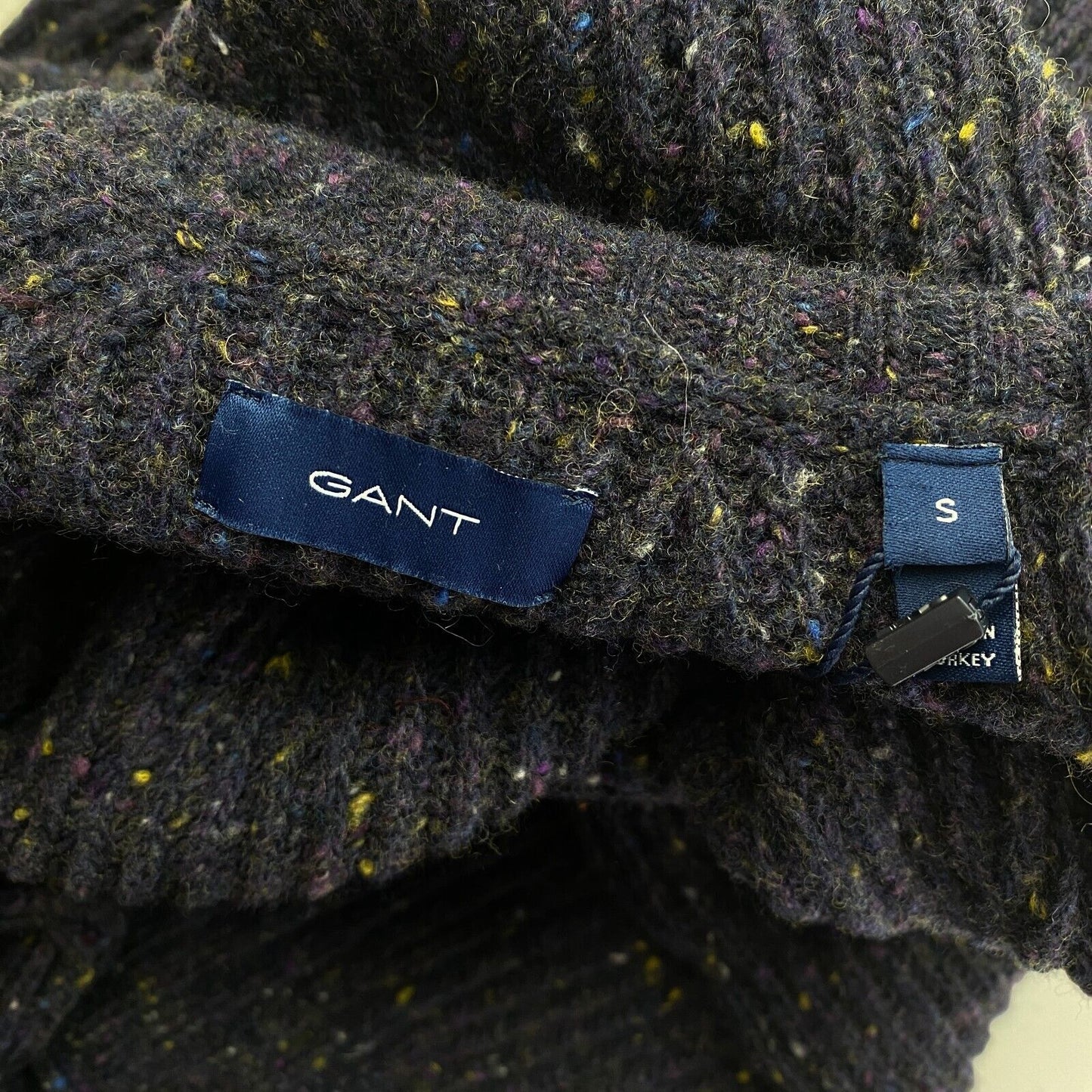 GANT Navy Blue Neps Crew Neck Sweater Jumper Size S