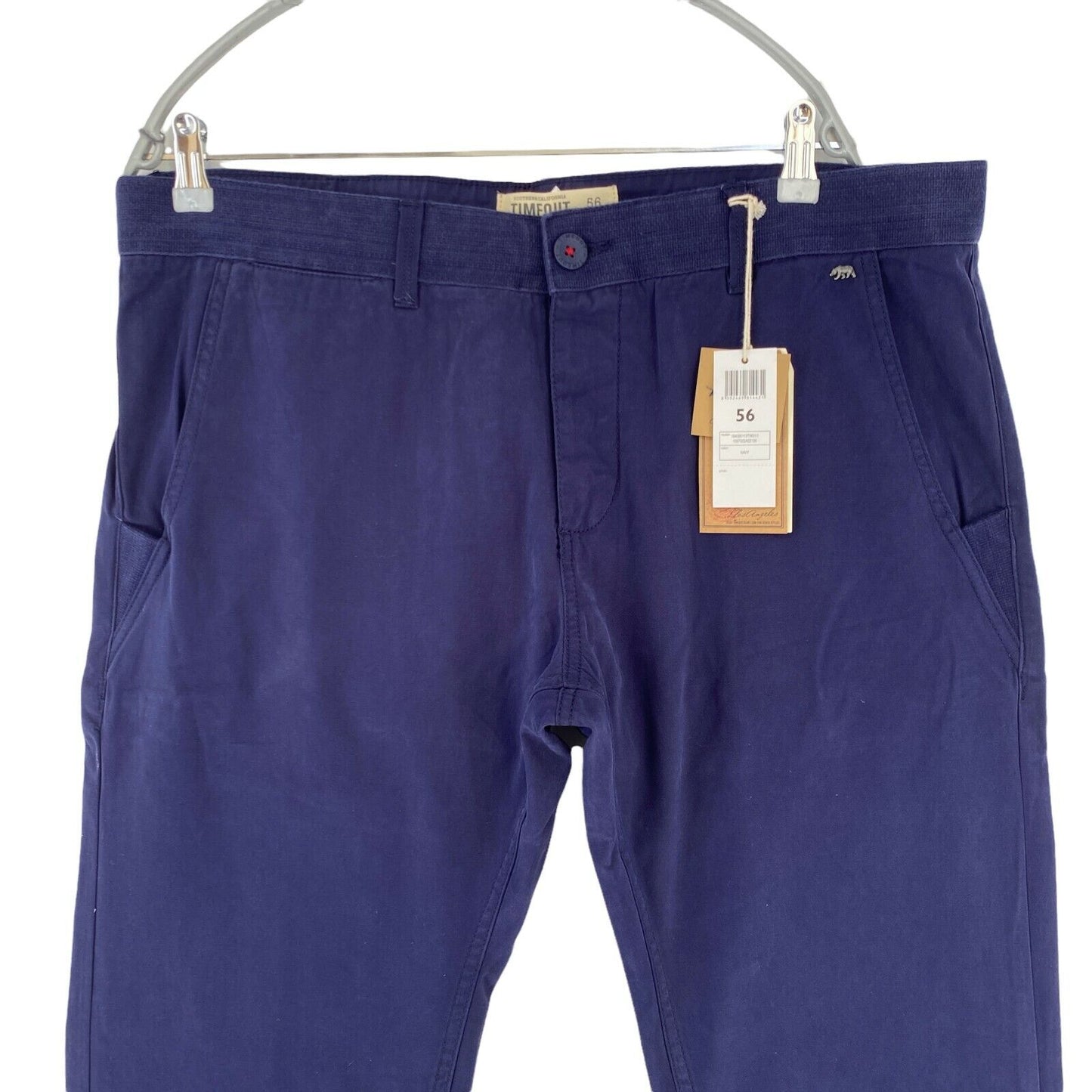 TIMEOUT Dark Blue Regular Straight Fit Chino Trousers Size EUR 50 56 W33 W38