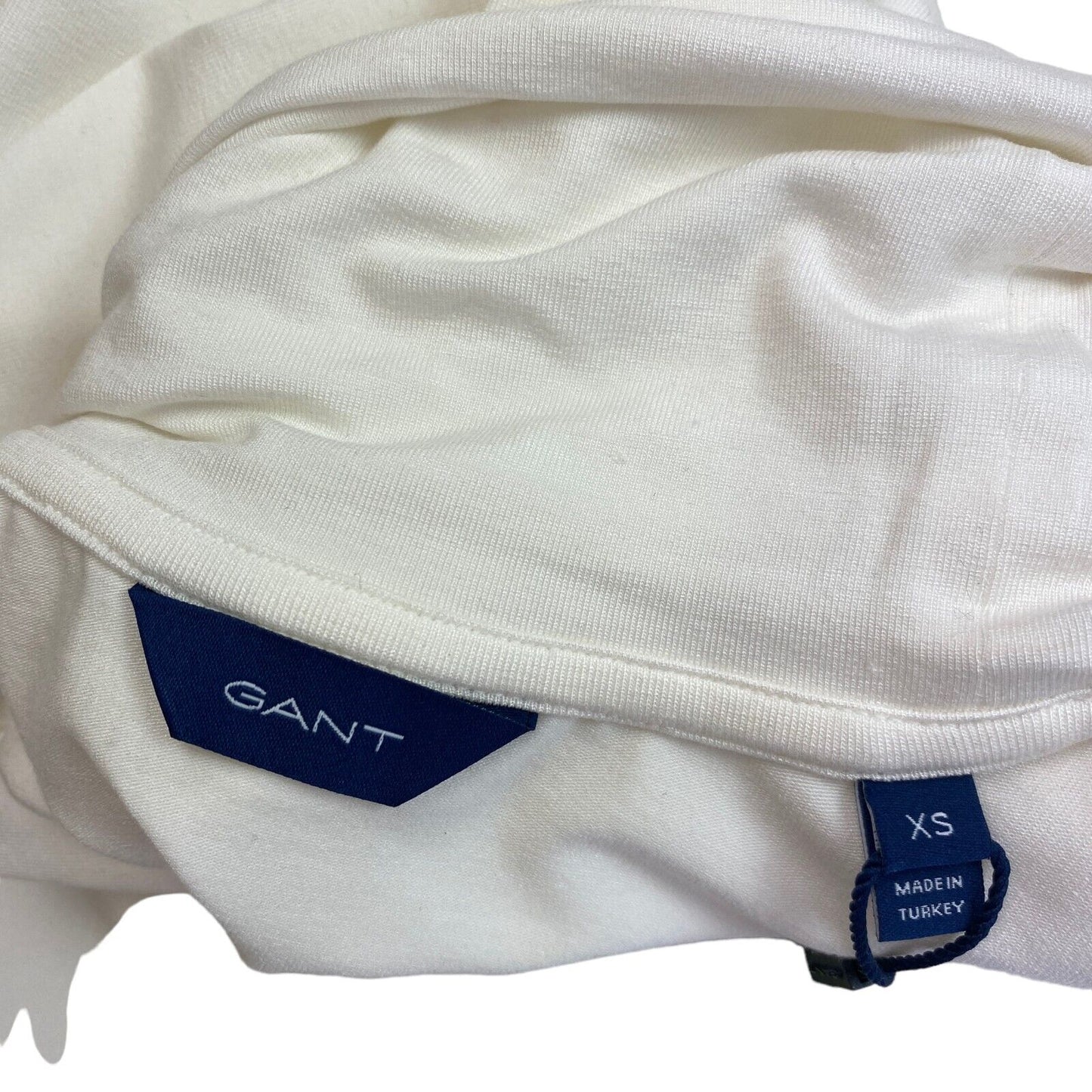 GANT Blanc Jersey Manches Longues Col Roulé T Petit Haut Taille XS