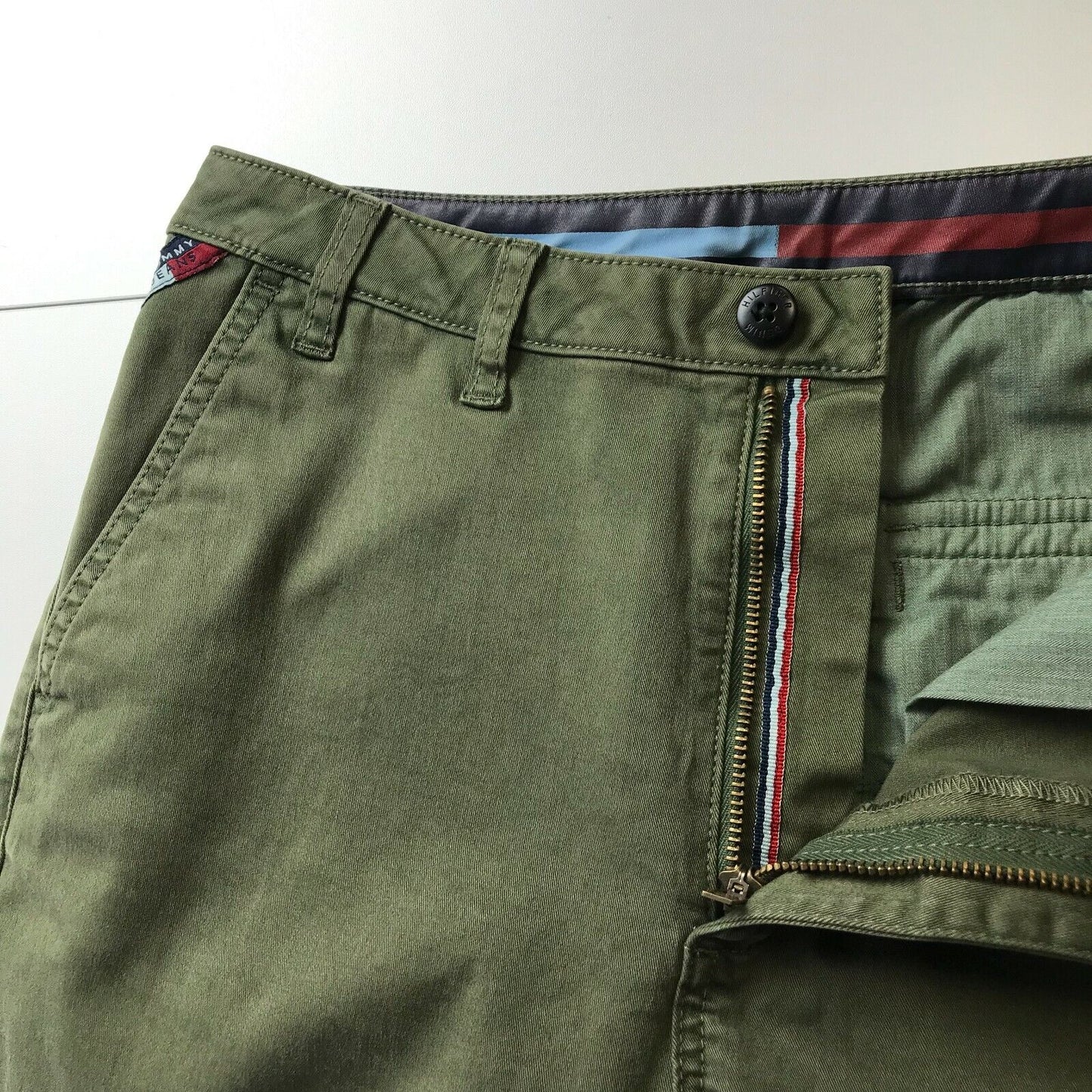 Tommy Hilfiger Femme Vert Olive Coupe Fuselée Décontractée Jeans Taille S W29