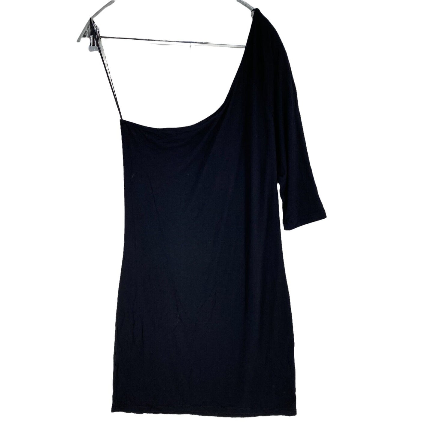 B-Soul Black One Shoulder 3/4 Sleeve Jersey Shift Dress Size L