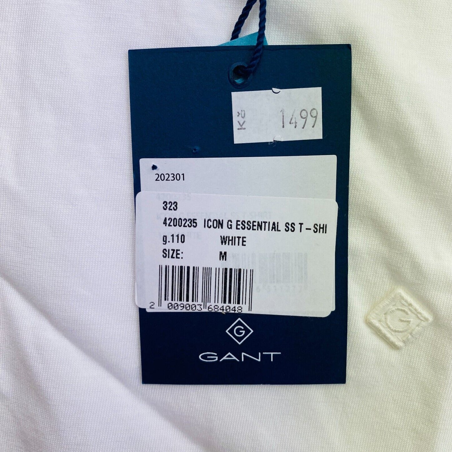 GANT Women White Icon G Essential Crew Neck Short Sleeve T Shirt Size M