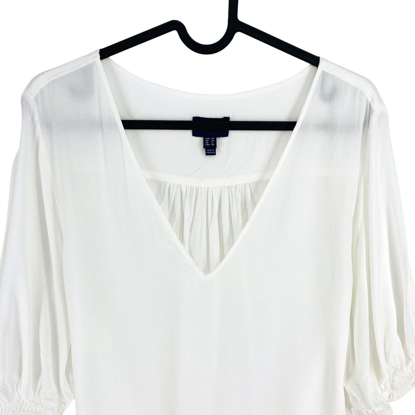 GANT Women White Puff Sleeve V Neck Top Blouse Size EU 38 UK 10 US 8