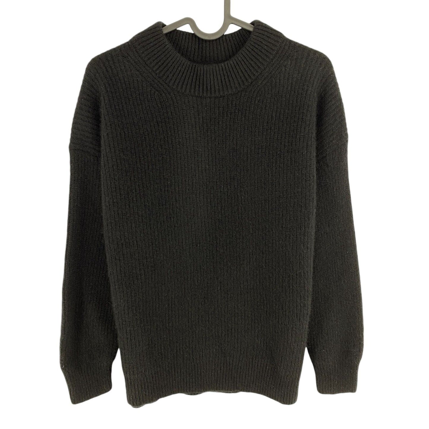 GANT Women Black Rib Wool Crew Neck Sweater Jumper Size M