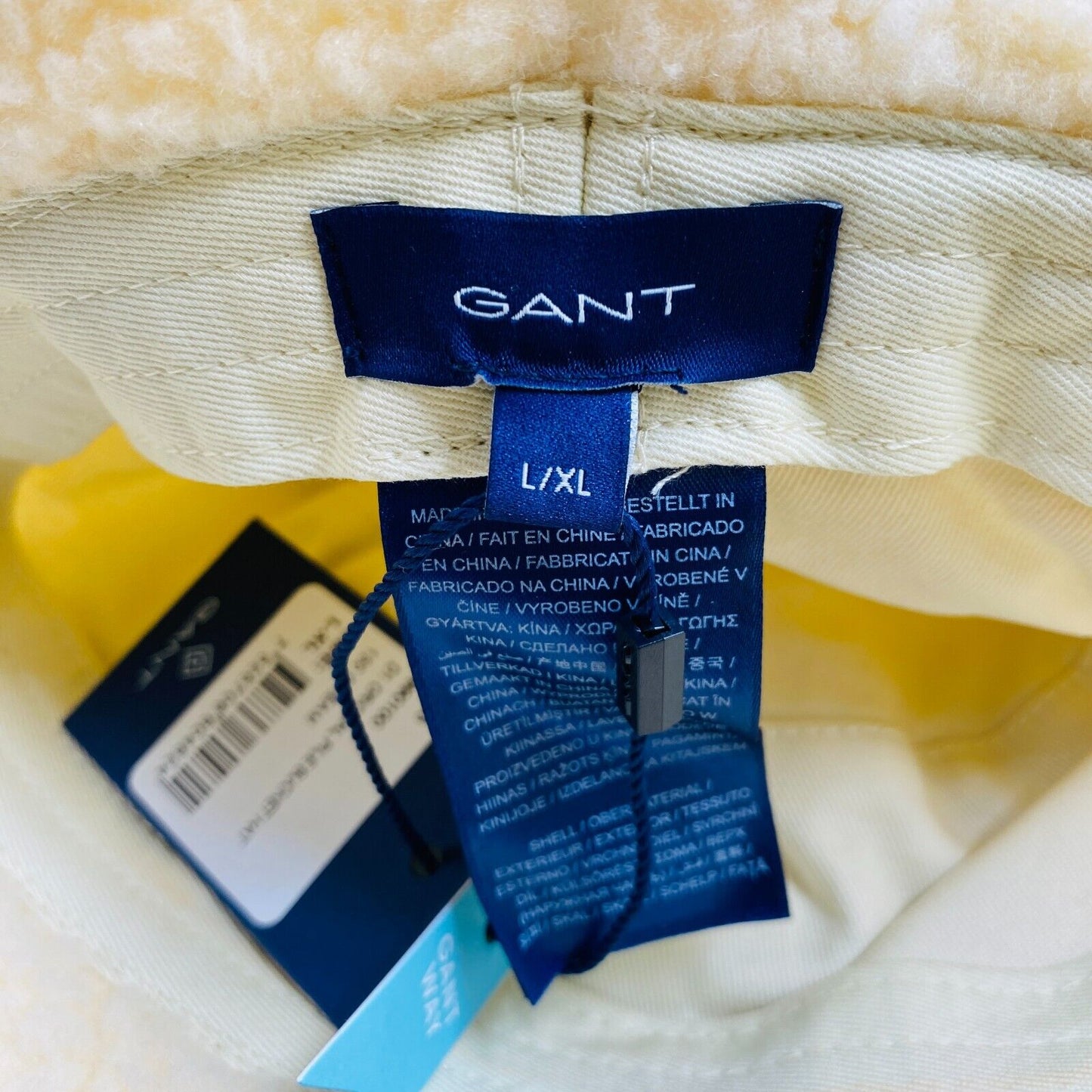 GANT Unisex Teens Light Beige Fleece Pile Bucket Hat Size L / XL