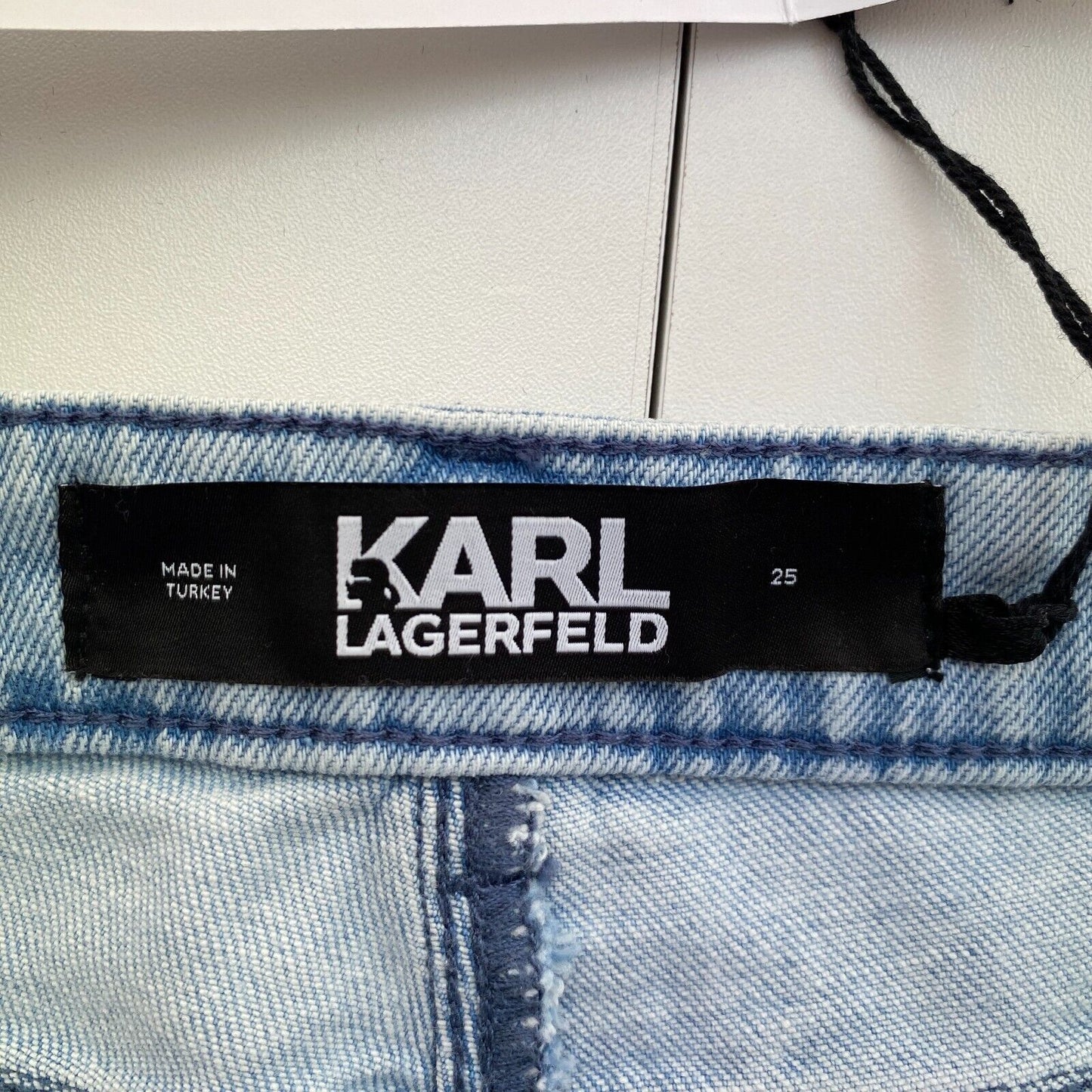 Karl Lagerfeld Blue Girlfriend Distressed Denim Shorts Size W25