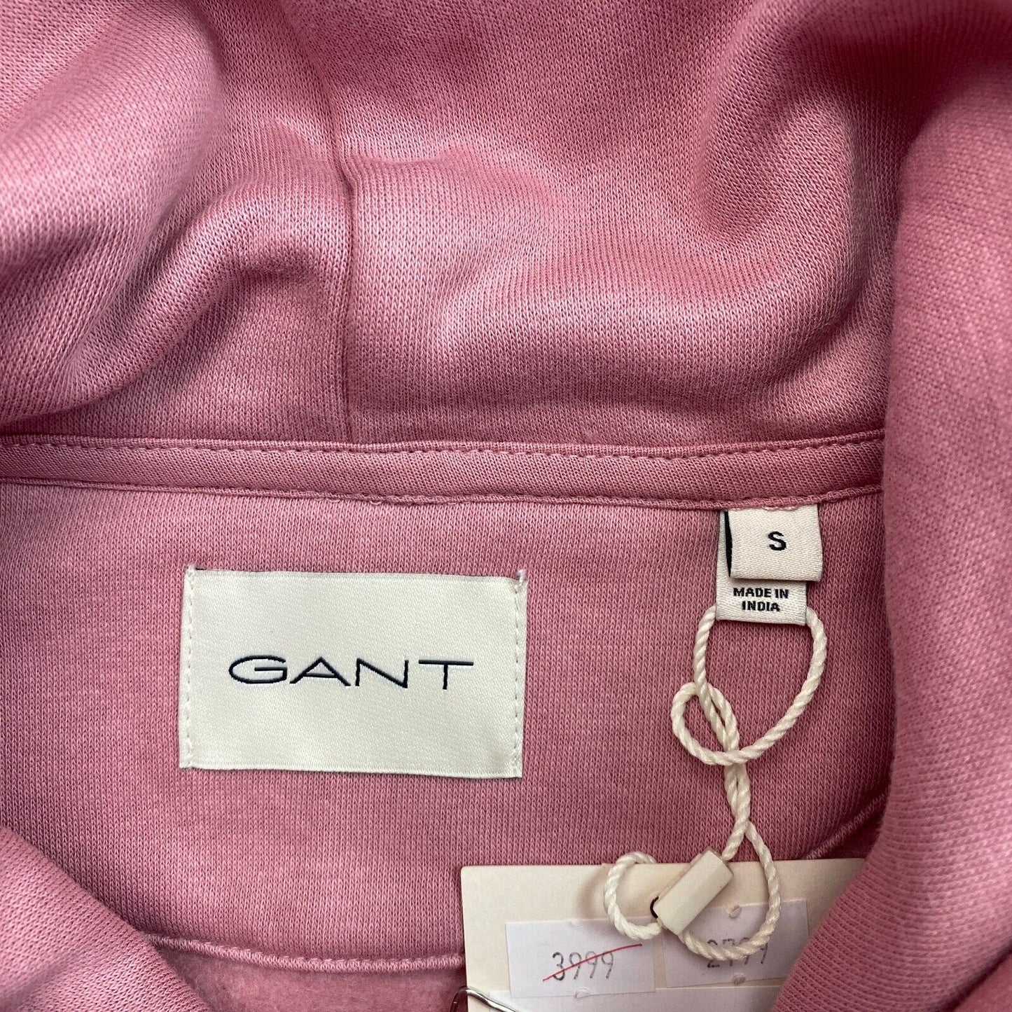 GANT Women Pink Reg Tonal Shield Hoodie Jumper Sweater Size S