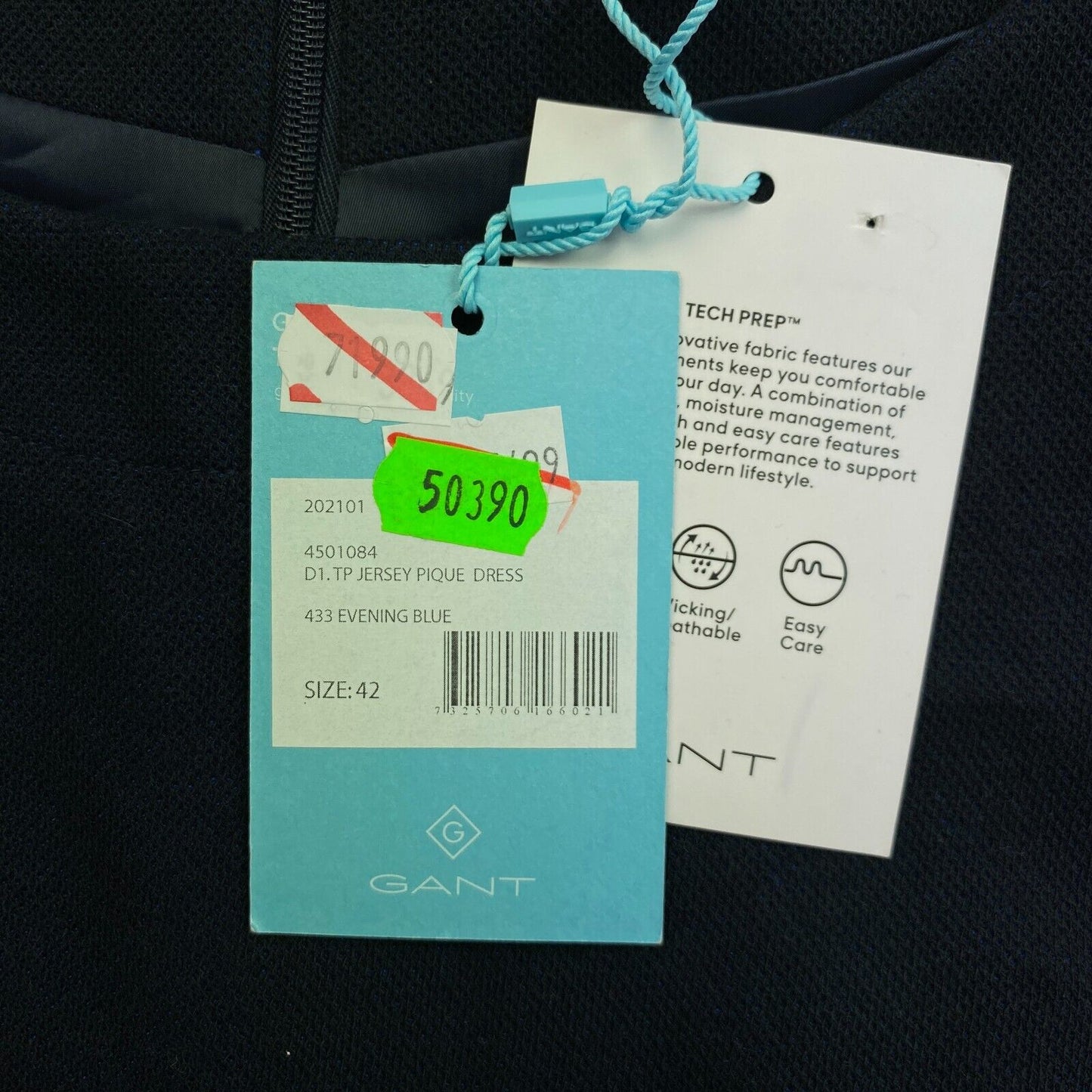 GANT Marineblaues Tech Prep Jersey-Piqué-Etuikleid, Größe EU 42, UK 14, US 12