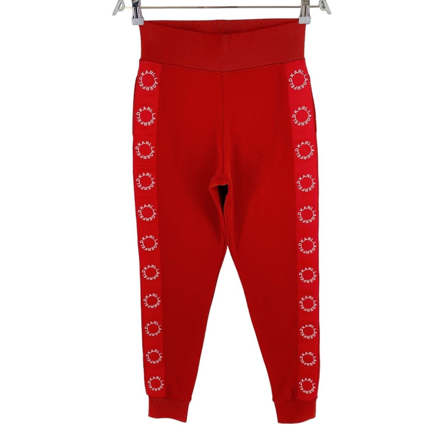 KARL LAGERFELD Rote Jogginghose mit Kreislogo, Größe XS