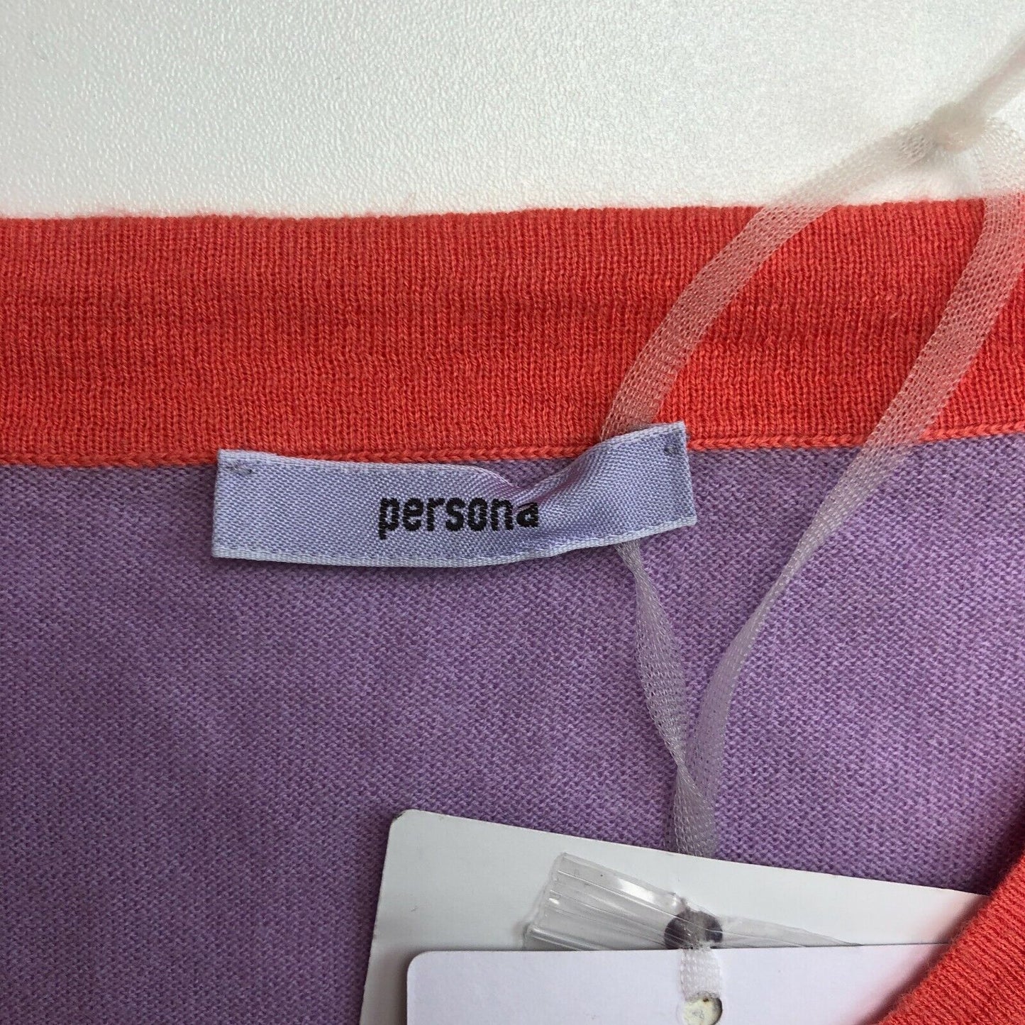 Prix ​​conseillé 125 € PERSONA Violet Coton Laine Cachemire Mélange Cardigan Pull Taille M