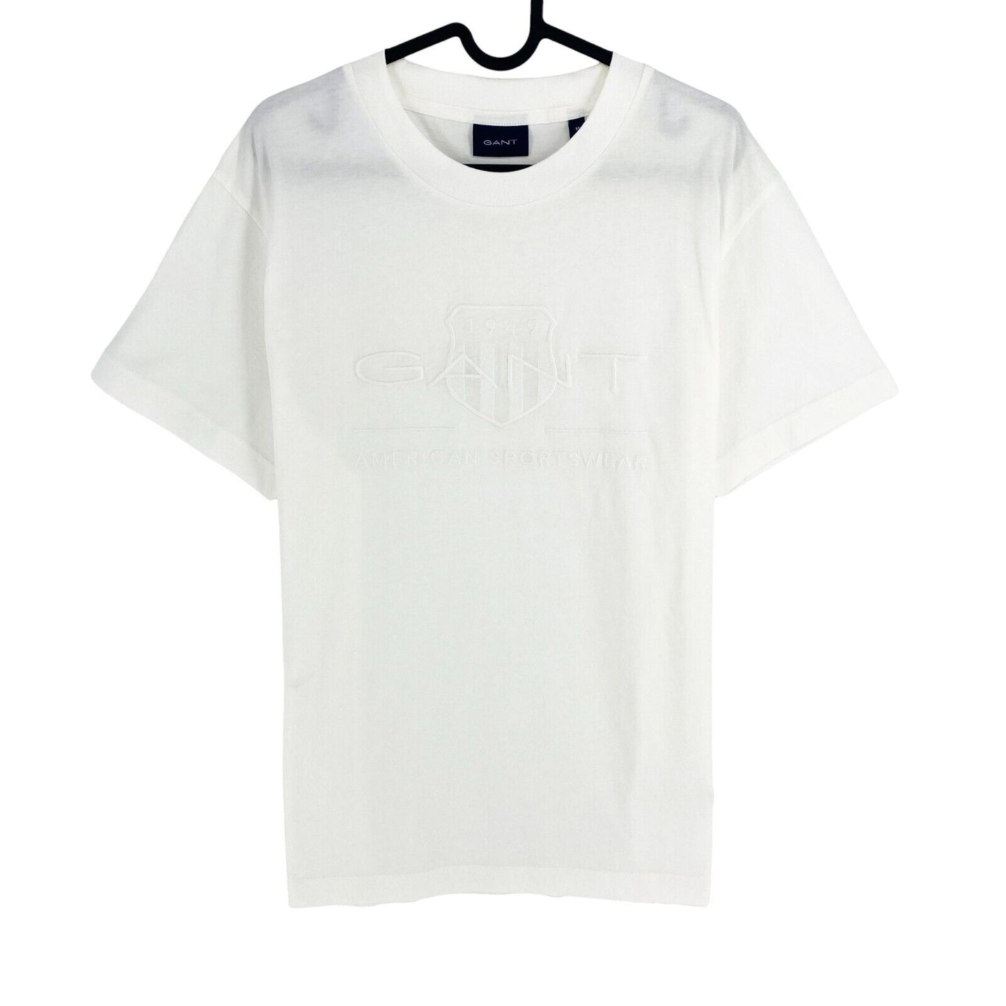 GANT Men White Tonal Archive Shield Crew Neck Short Sleeve T Shirt Size M